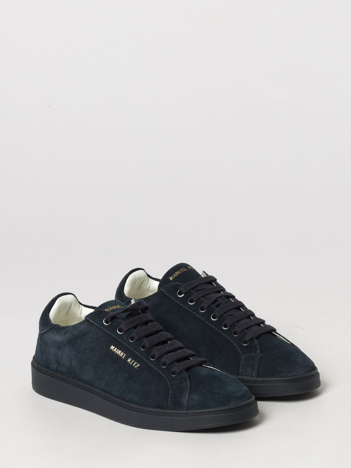MANUEL RITZ SNEAKERS: Low-Top Suede Sneakers Manuel Ritz with Padded Ankle and Logo Detail, Blue - Img 2