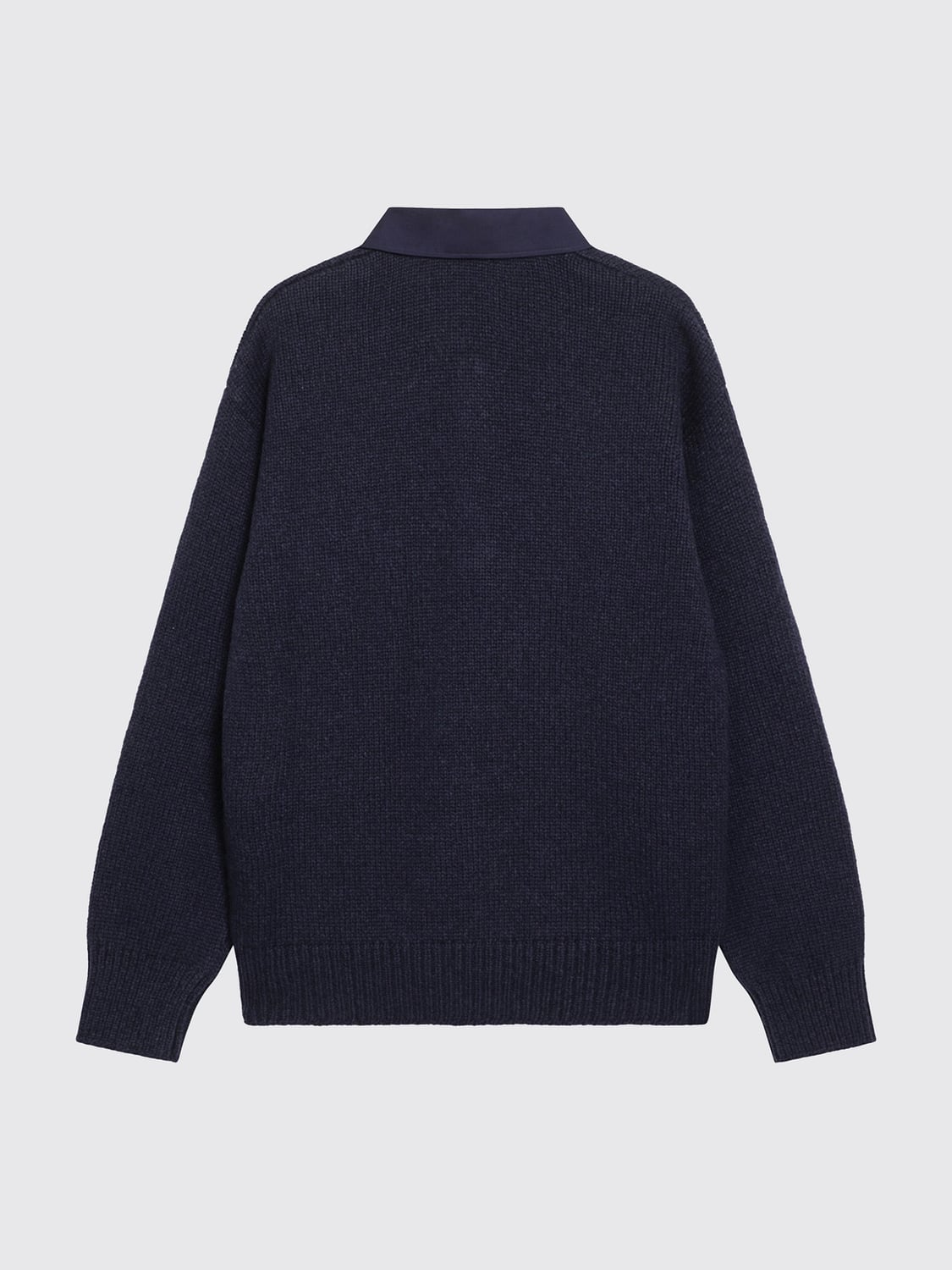 LOEWE POLO: Polo in maglia di lana Loewe a maniche lunghe con colletto e polsi a costine, Blue - Img 3
