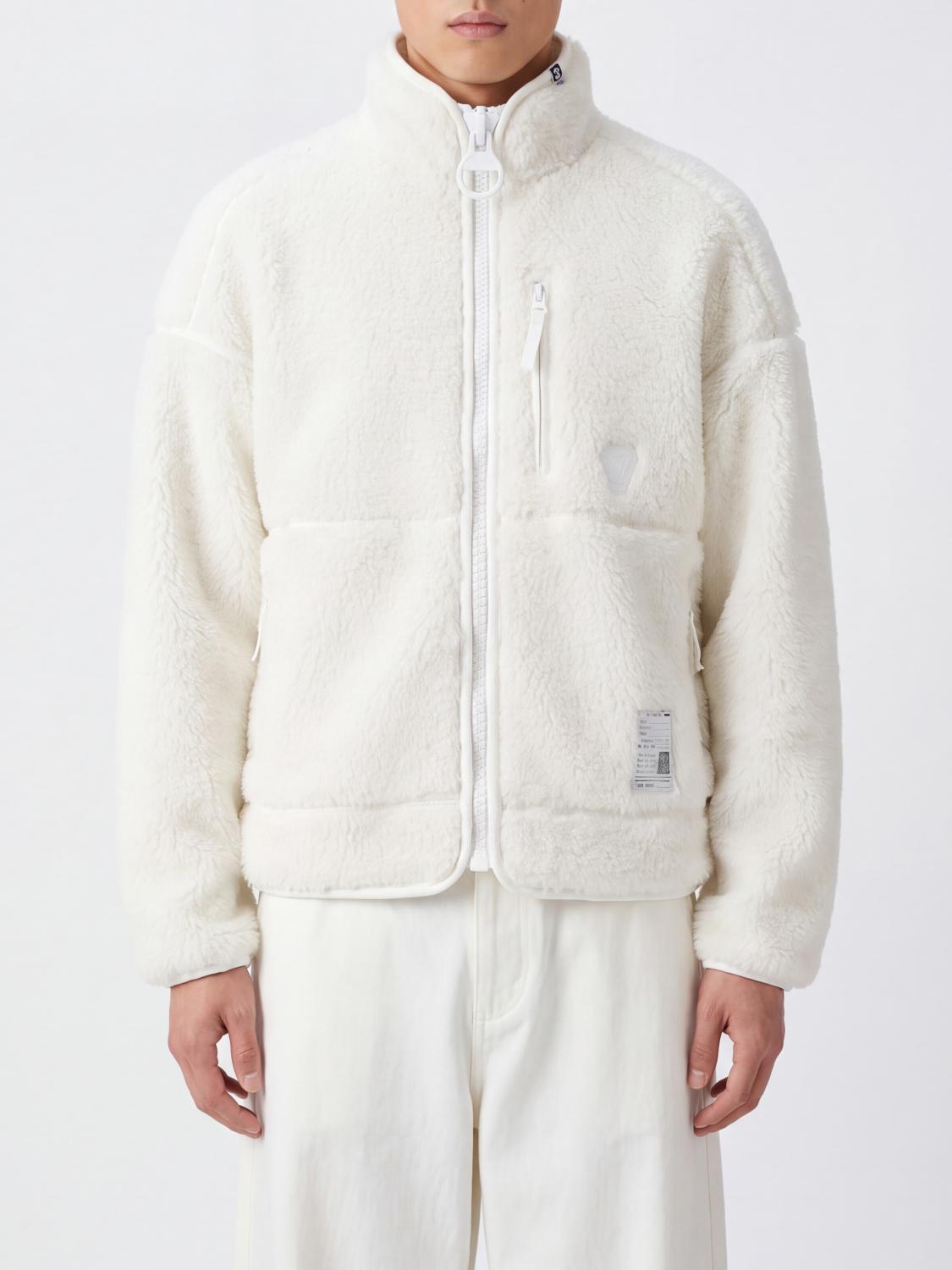 MAISON MIHARA YASUHIRO 外套: MAISON MIHARA YASUHIRO 高领刺绣徽标抓绒夹克, 白色 - Img 1