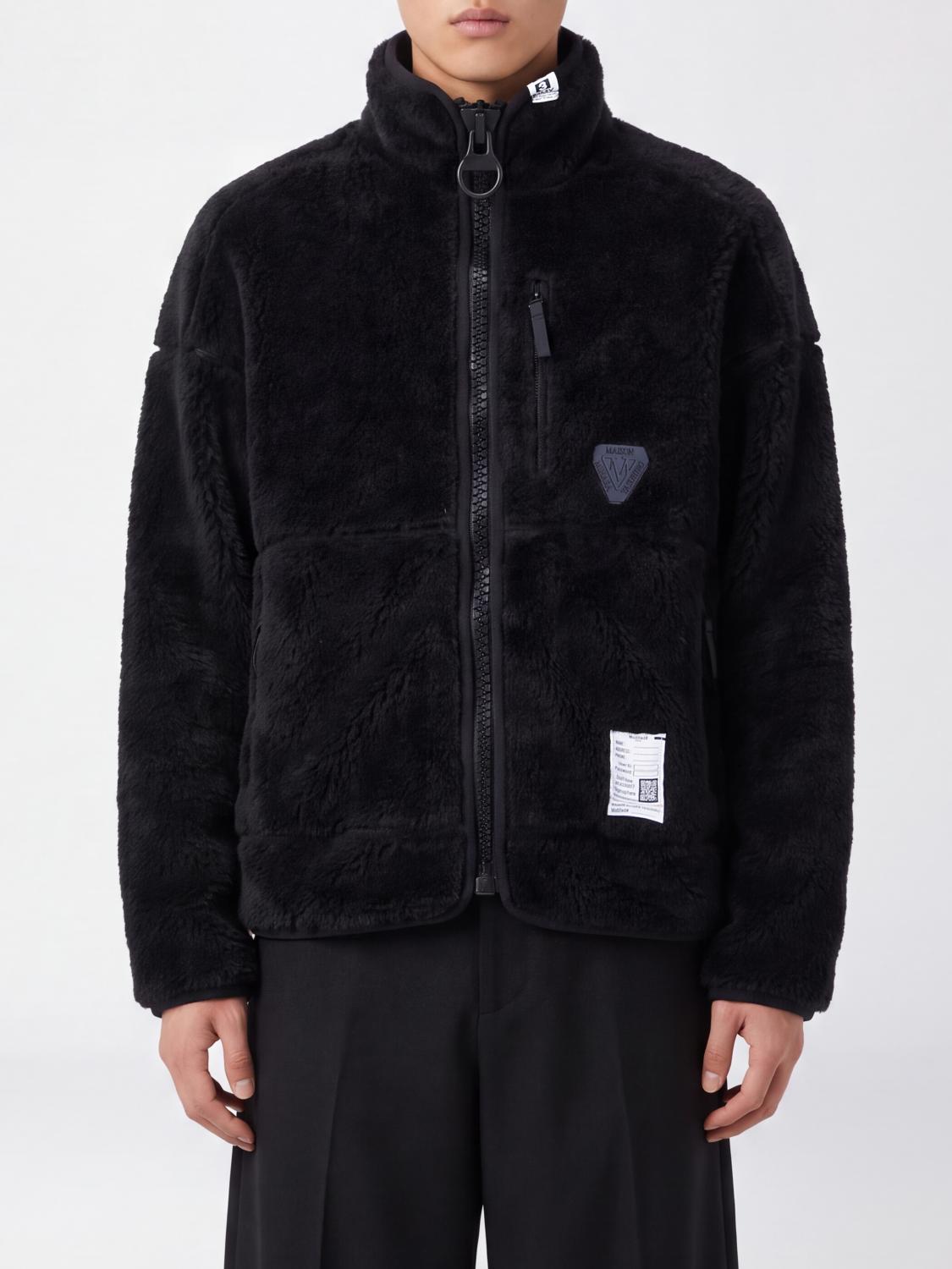 MAISON MIHARA YASUHIRO 外套: MAISON MIHARA YASUHIRO 高领刺绣徽标抓绒夹克, 黑色 - Img 1