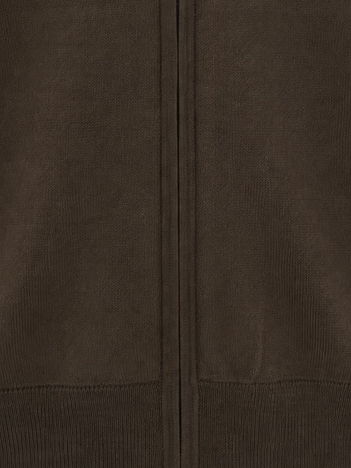 PAOLO PECORA SWEATER: Paolo Pecora Wool and Cotton Zip-Up Cardigan with Bomber Collar, Brown - Img 4