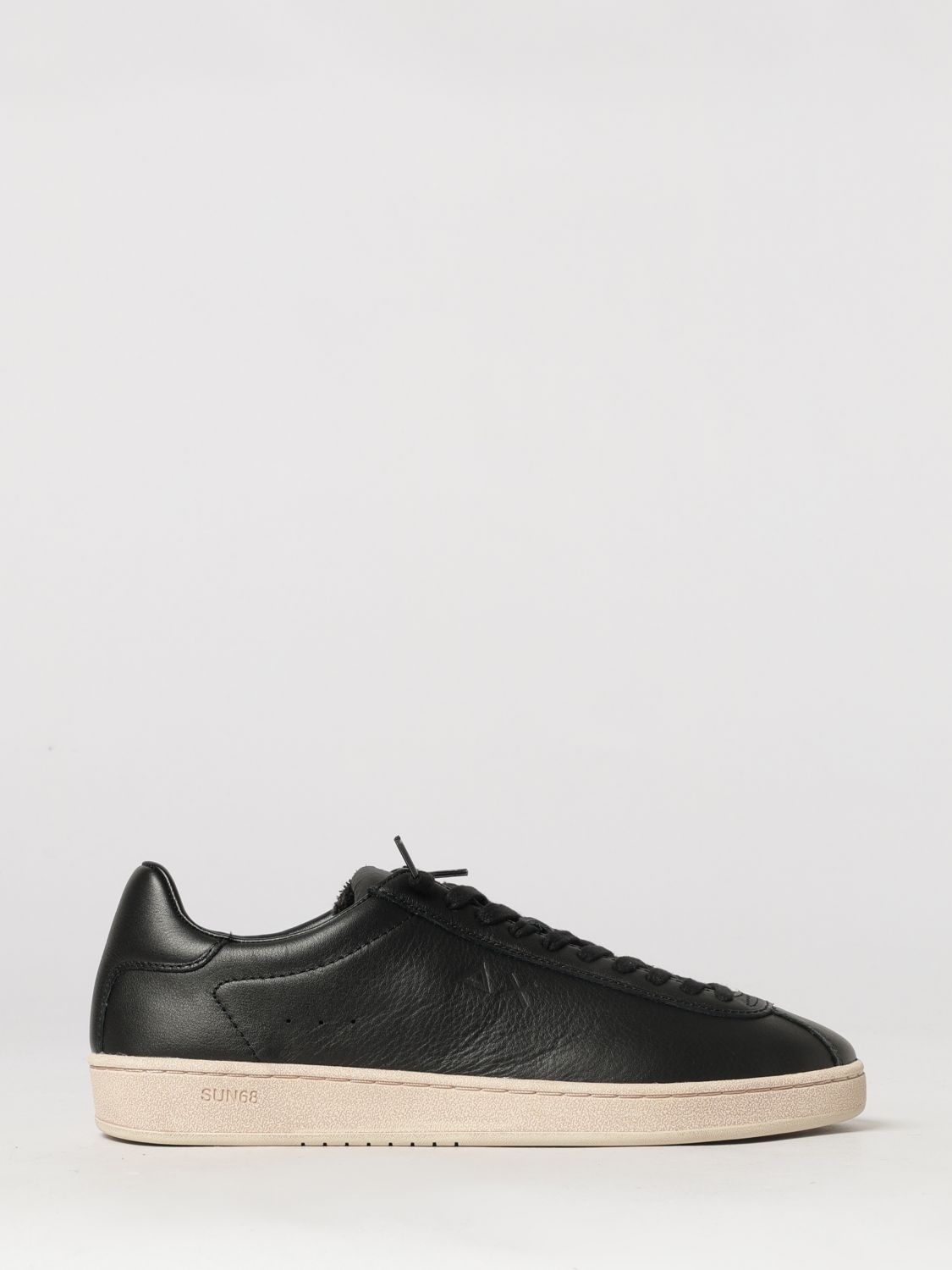 SUN68 SNEAKERS: Low-Top-Ledersneaker SUN68 mit gepolstertem Knöchel und geprägtem Logo, Schwarz - Img 1