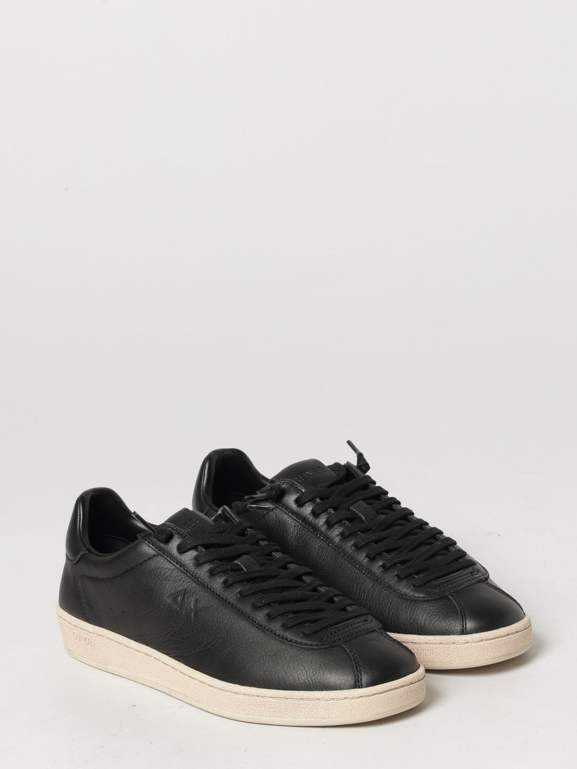 SUN68 SNEAKERS: Low-Top-Ledersneaker SUN68 mit gepolstertem Knöchel und geprägtem Logo, Schwarz - Img 2