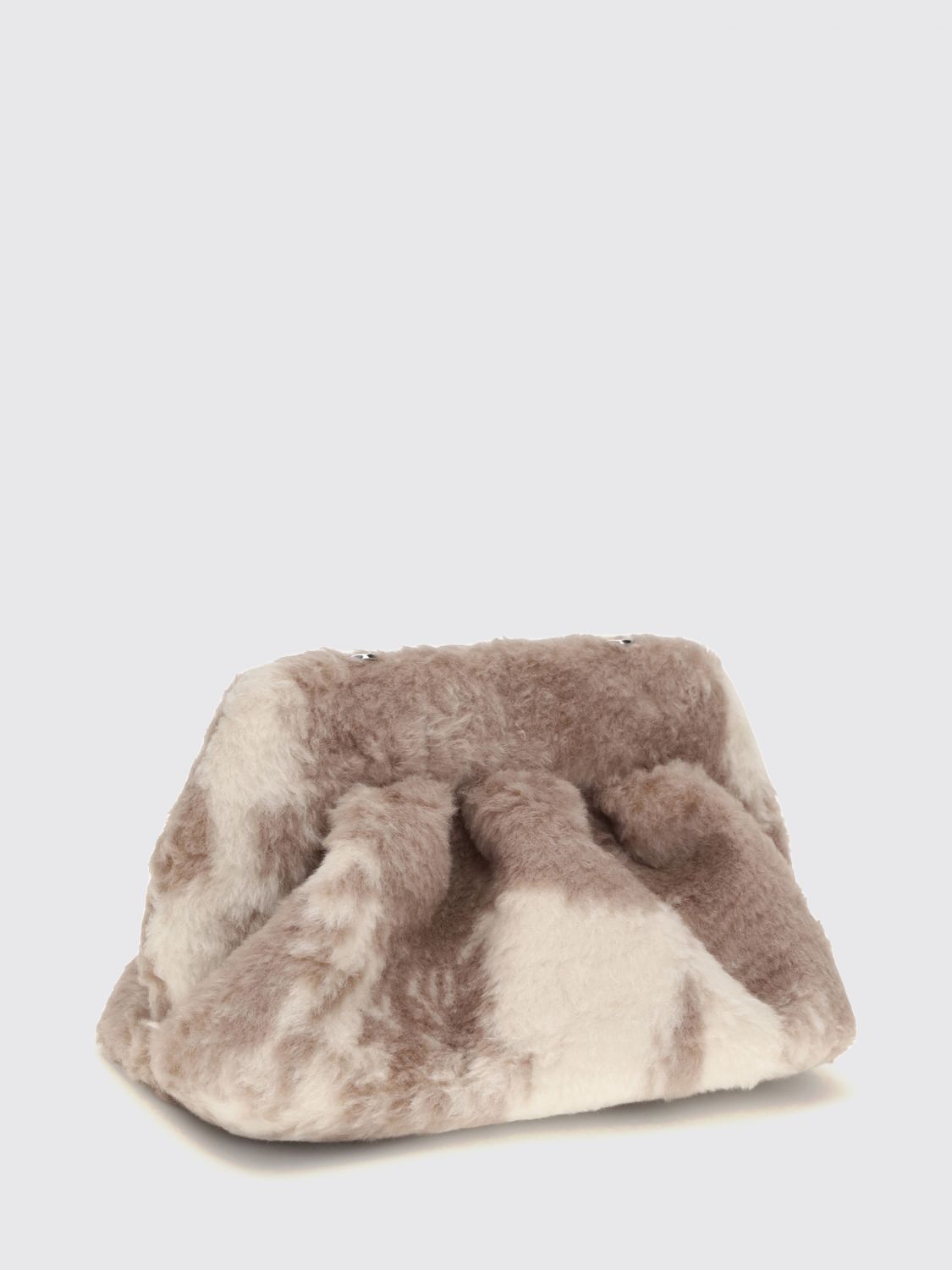 THEMOIRÈ CLUTCH: Clutch Bios Themoirè in pelliccia sintetica bicolore con tracolla amovibile, Marrone - Img 4