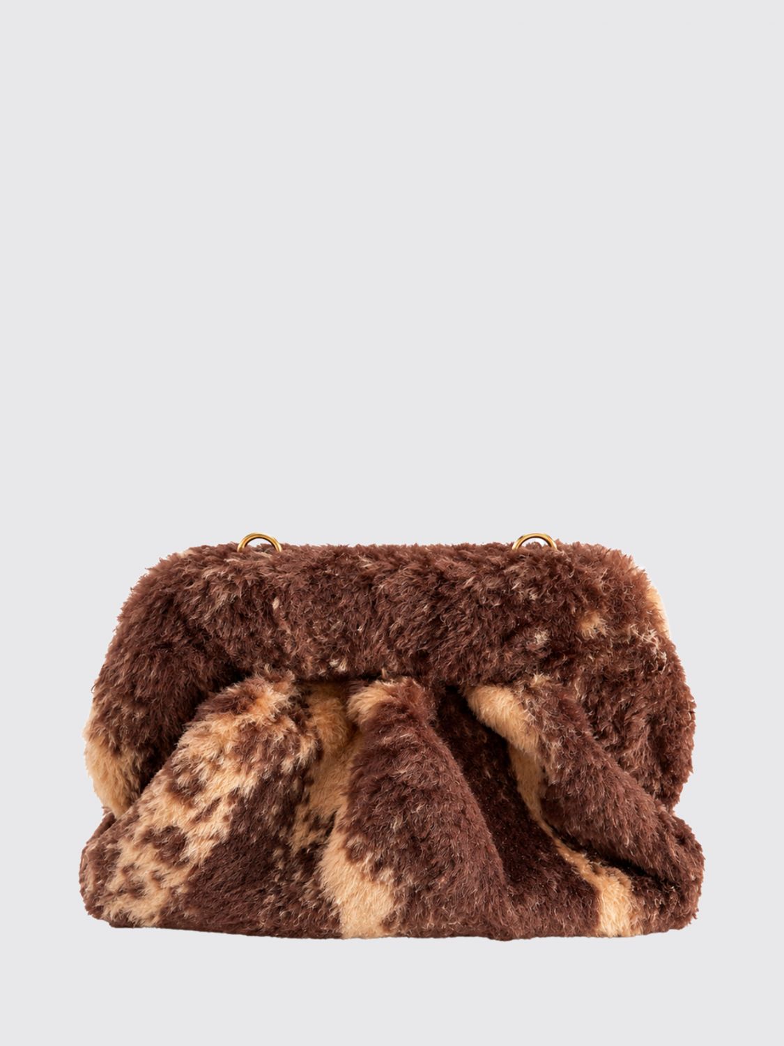 THEMOIRÈ CLUTCH: Clutch Bios Themoirè in pelliccia sintetica bicolore con tracolla amovibile, Naturale - Img 1