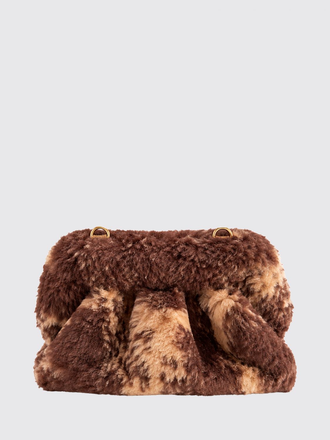 THEMOIRÈ CLUTCH: Clutch Bios Themoirè in pelliccia sintetica bicolore con tracolla amovibile, Naturale - Img 2