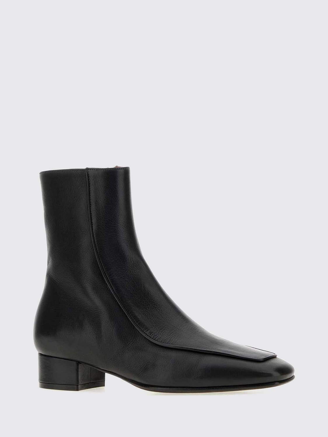 HERBERT LEVINE BOOTS: Herbert Levine Calfskin Ankle Boots with Square Toe and Zip Closure, Black - Img 3