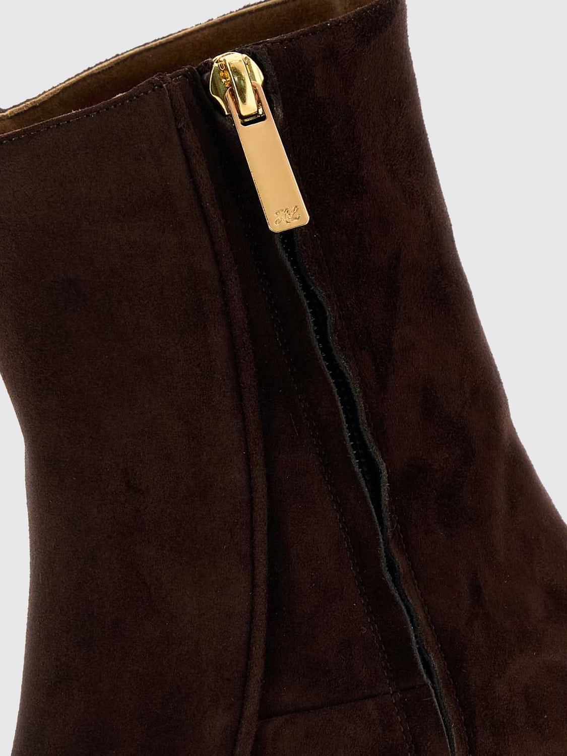 HERBERT LEVINE BOOTS: Herbert Levine Calfskin Ankle Boots with Square Toe and Zip Closure, Coffee - Img 2