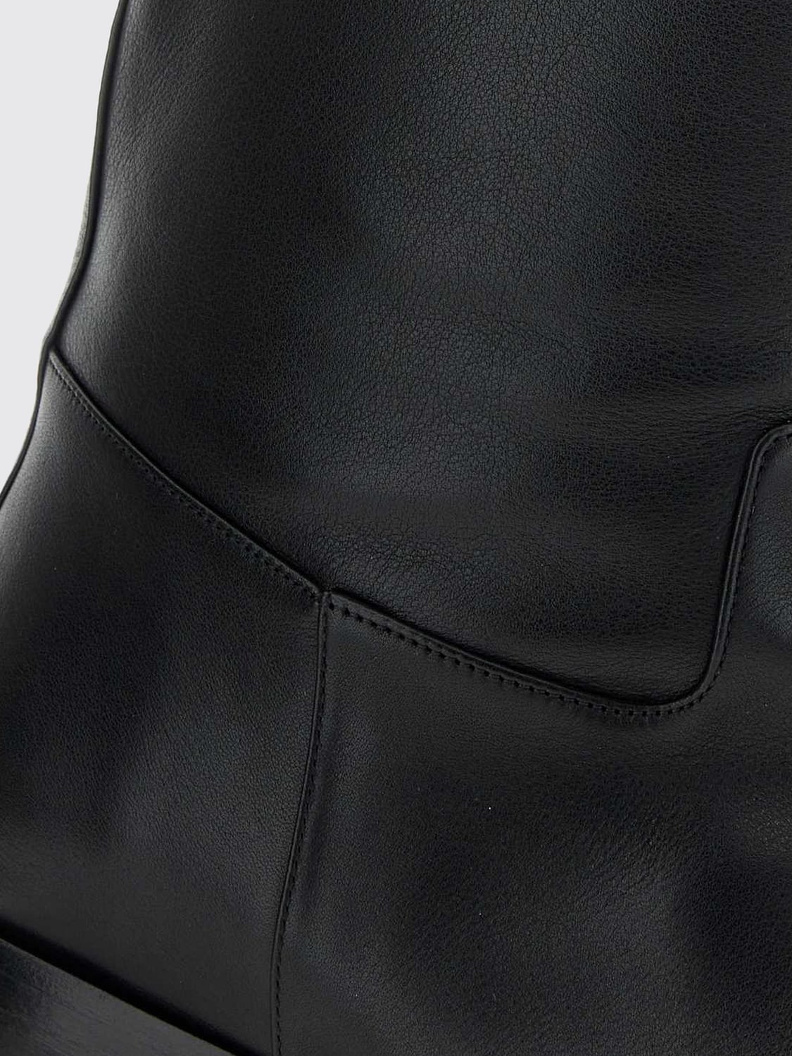 HERBERT LEVINE BOOTS: HERBERT LEVINE Square-Toe Calfskin Leather Knee-High Boots, Black - Img 2