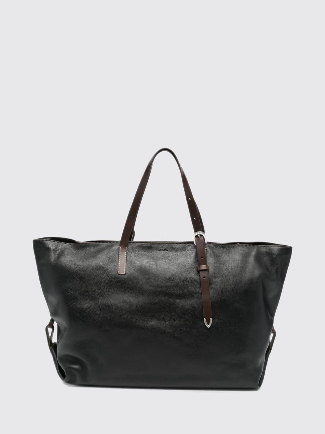 PAUL SMITH TRAVEL BAG: Cowhide Leather Travel Bag Paul Smith with Double Handle and Embossed Logo, Black - Img 1