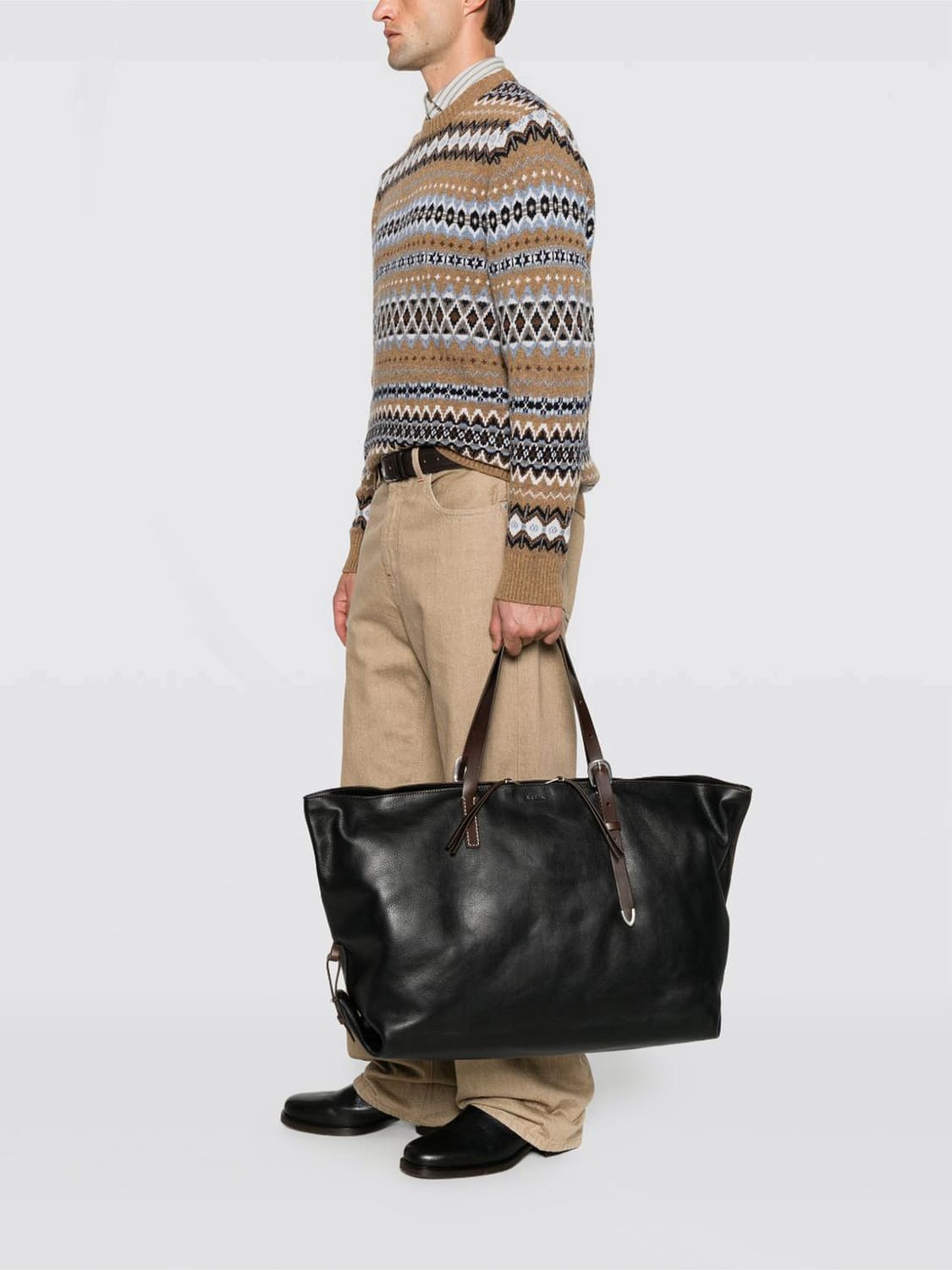 PAUL SMITH TRAVEL BAG: Cowhide Leather Travel Bag Paul Smith with Double Handle and Embossed Logo, Black - Img 2