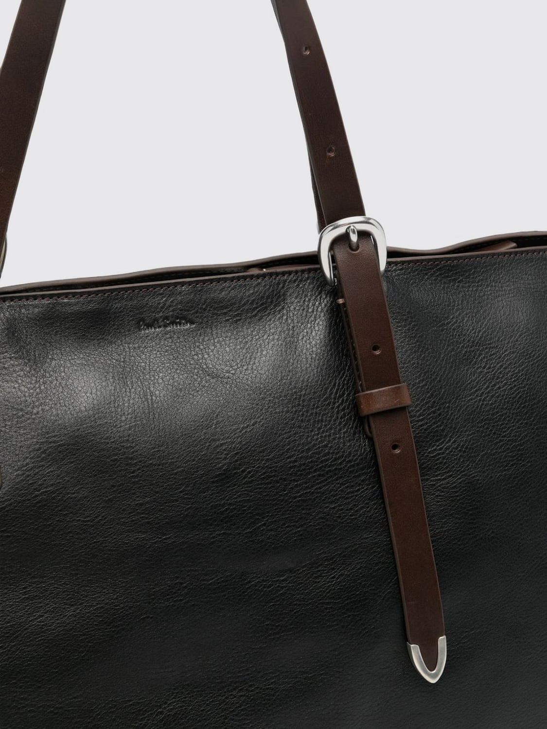PAUL SMITH TRAVEL BAG: Cowhide Leather Travel Bag Paul Smith with Double Handle and Embossed Logo, Black - Img 4
