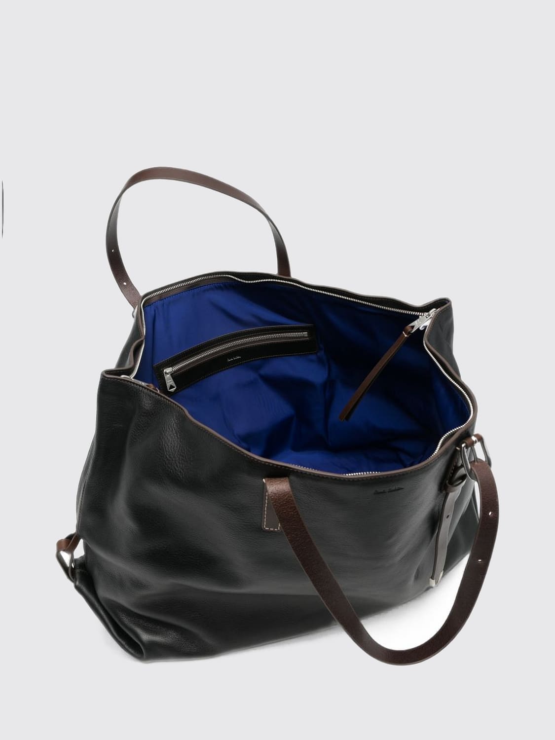 PAUL SMITH TRAVEL BAG: Cowhide Leather Travel Bag Paul Smith with Double Handle and Embossed Logo, Black - Img 5