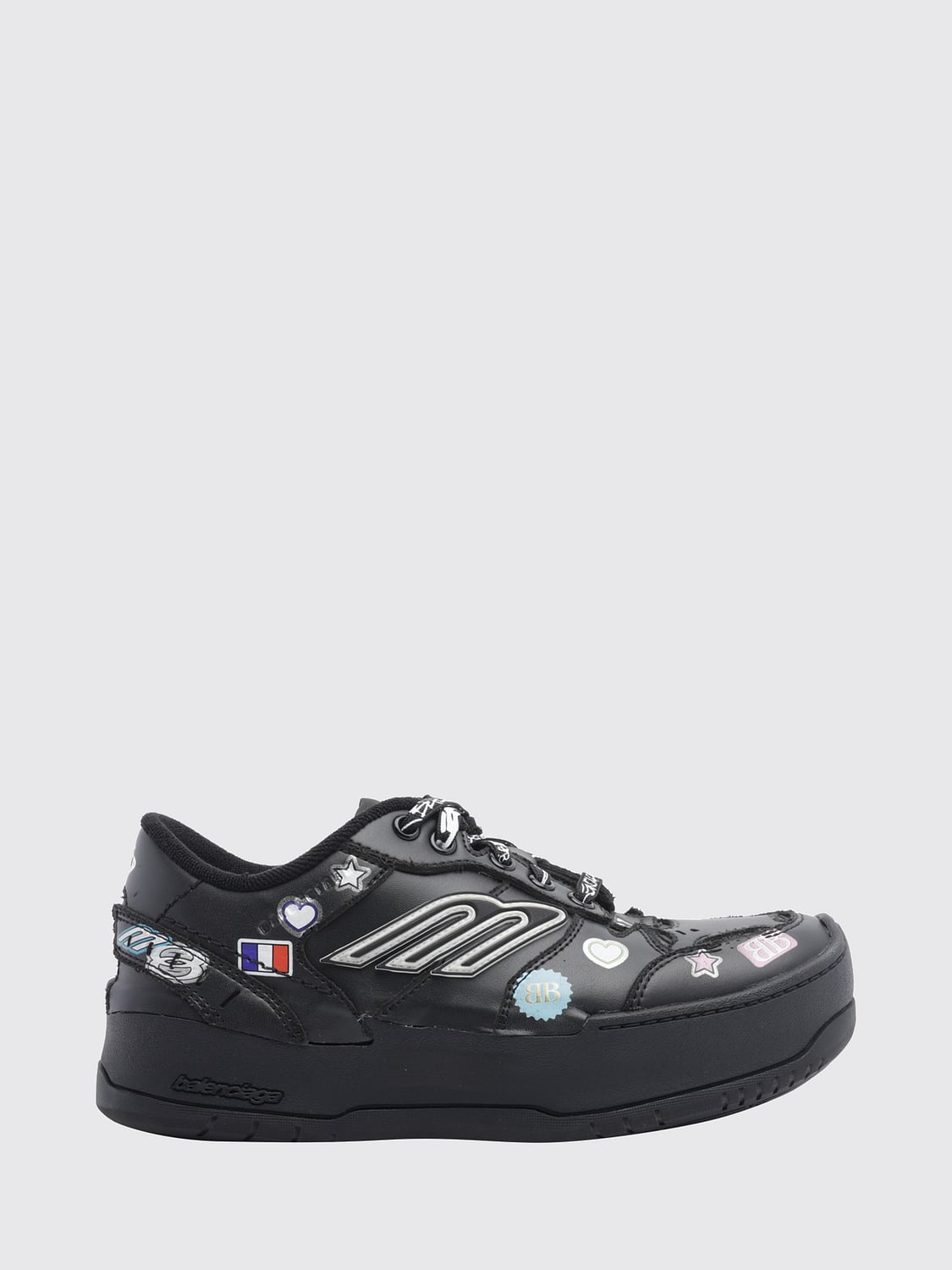 BALENCIAGA BASKETS: Baskets Hamptons Balenciaga avec monogramme imprimé et semelle plateforme, Noir - Img 1