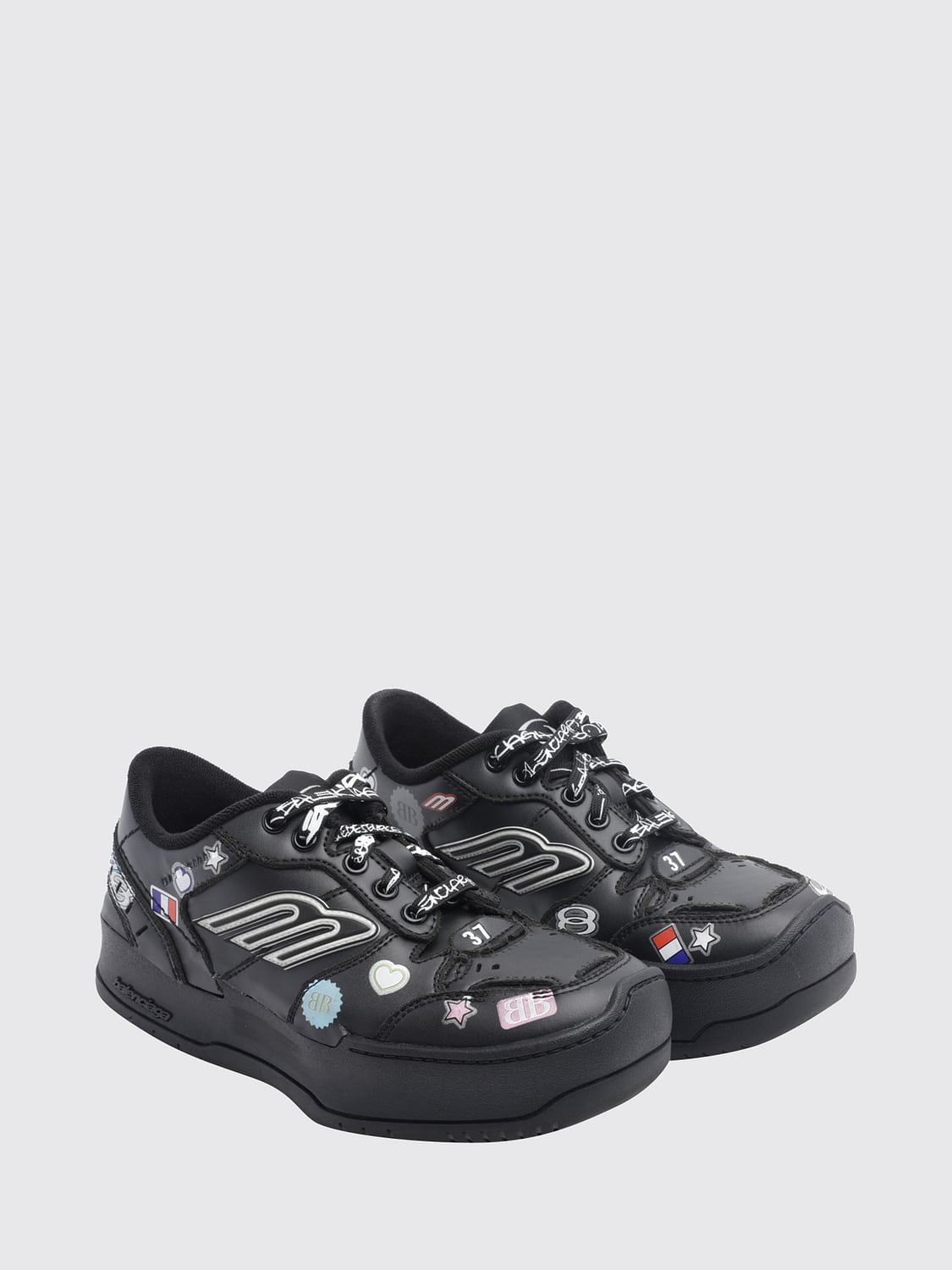 BALENCIAGA BASKETS: Baskets Hamptons Balenciaga avec monogramme imprimé et semelle plateforme, Noir - Img 2
