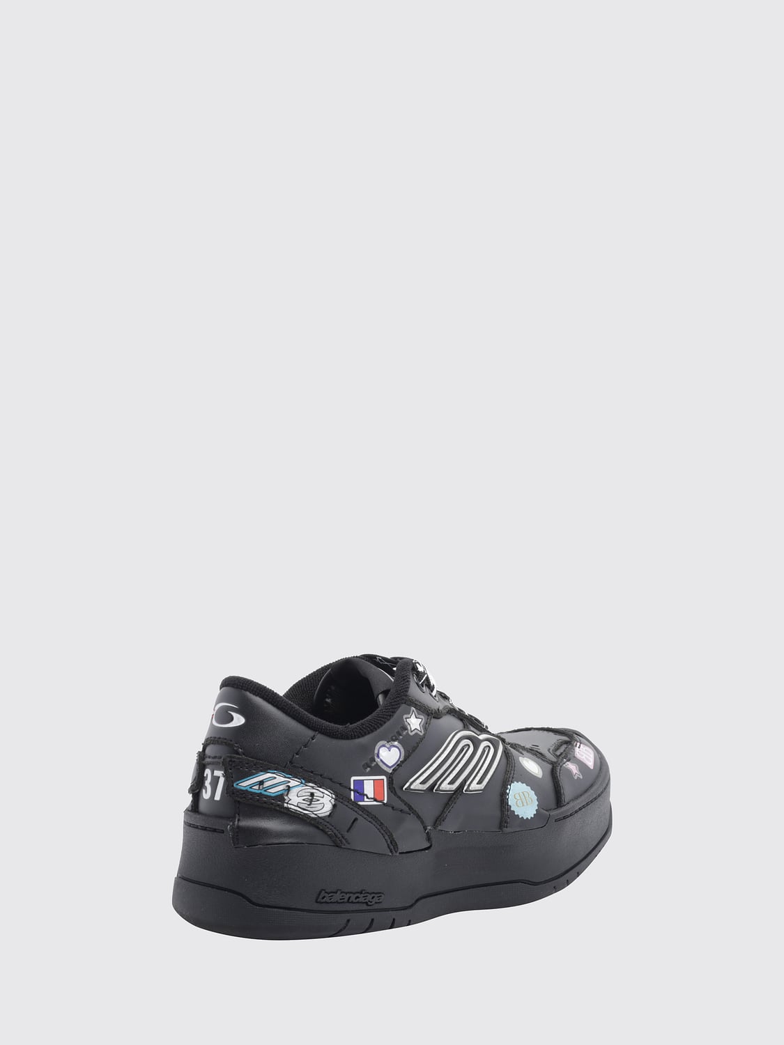 BALENCIAGA BASKETS: Baskets Hamptons Balenciaga avec monogramme imprimé et semelle plateforme, Noir - Img 4