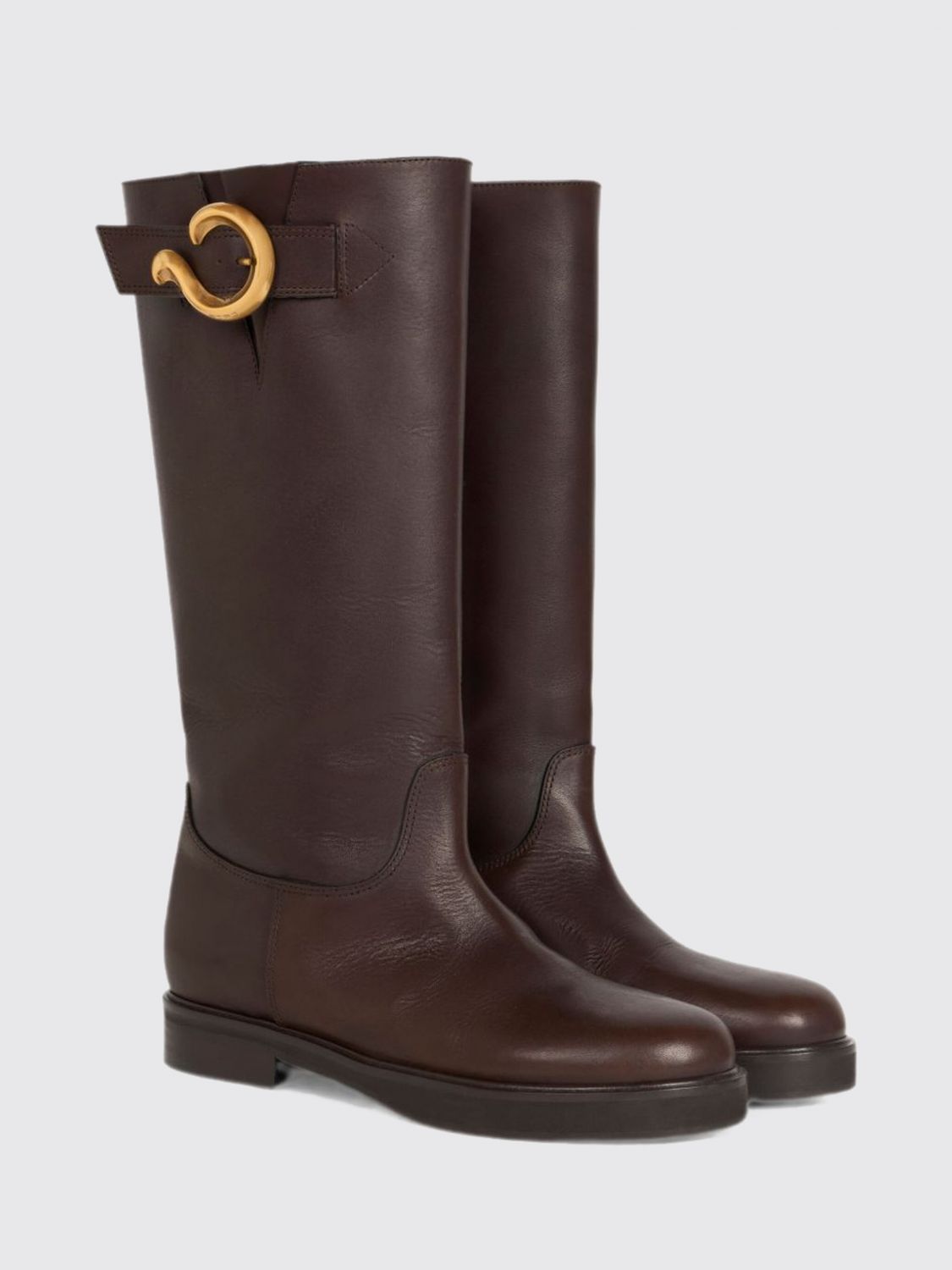ETRO STIEFEL: ETRO Kniehohe Stiefel aus Kalbsleder mit Schnallendetail, Braun - Img 2