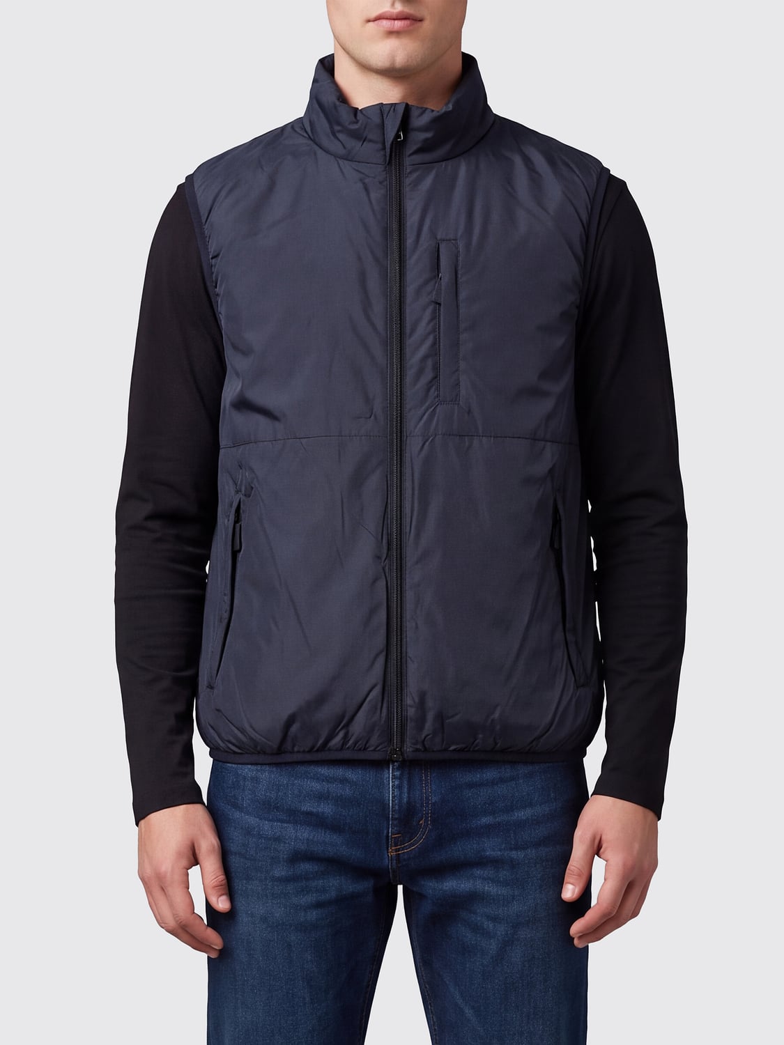 ASPESI SUIT VEST: Water-Repellent Padded Nylon Gilet Aspesi with High Neck and Zip Closure, Blue - Img 1