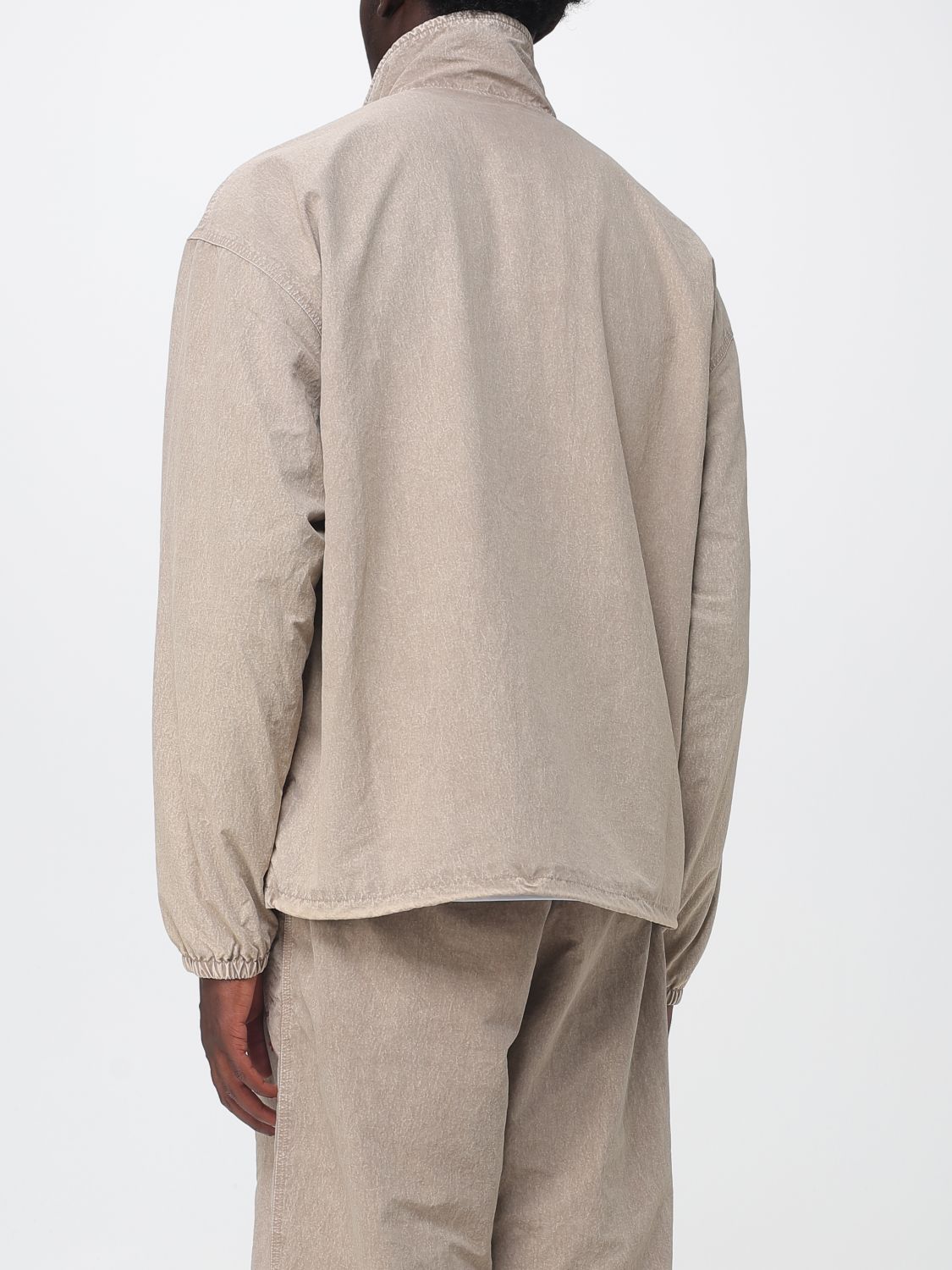 DIESEL JACKET: Nylon Windbreaker Jacket Diesel with High Neck and Oval D Logo, Beige - Img 3