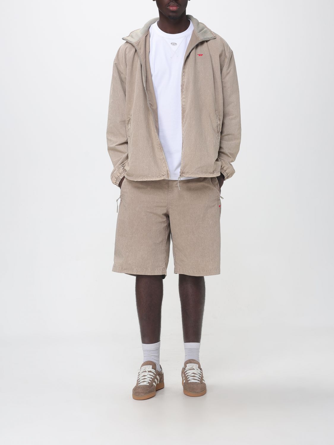 DIESEL SHORTS: P-Theck Nylon Sport Shorts Diesel with Elasticated Waist, Beige - Img 2