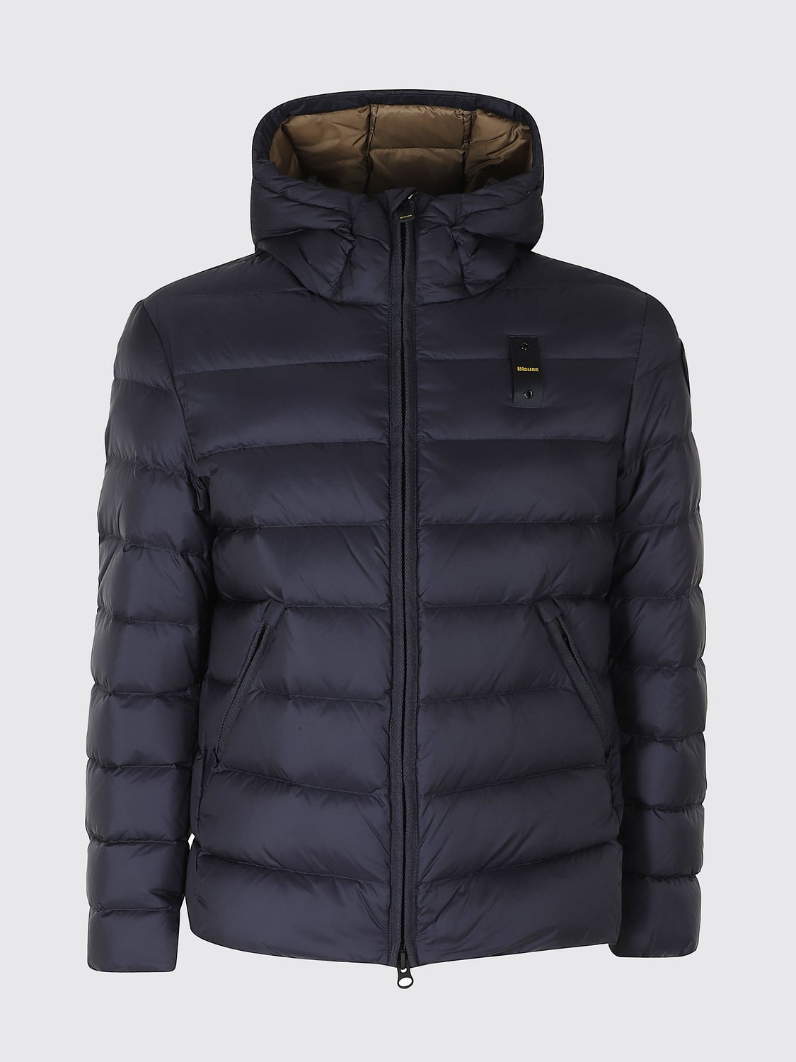 BLAUER JACKET: Quilted Polyamide Short Down Jacket Blauer with Hood and Duck Down, Blue - Img 2