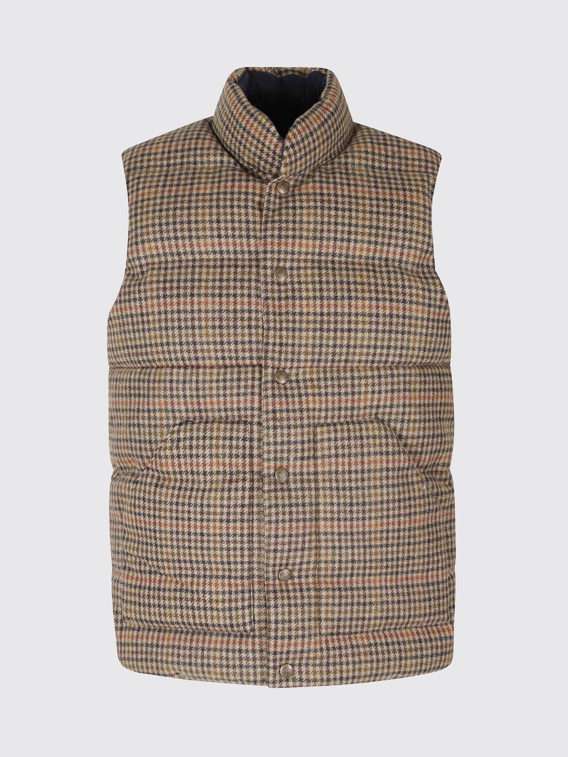 SEBAGO SUIT VEST: Houndstooth Wool Padded Gilet Sebago with High Neck, Brown - Img 2