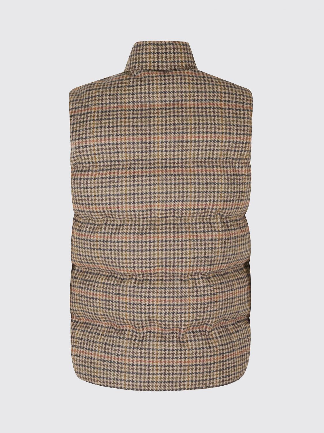 SEBAGO SUIT VEST: Houndstooth Wool Padded Gilet Sebago with High Neck, Brown - Img 3