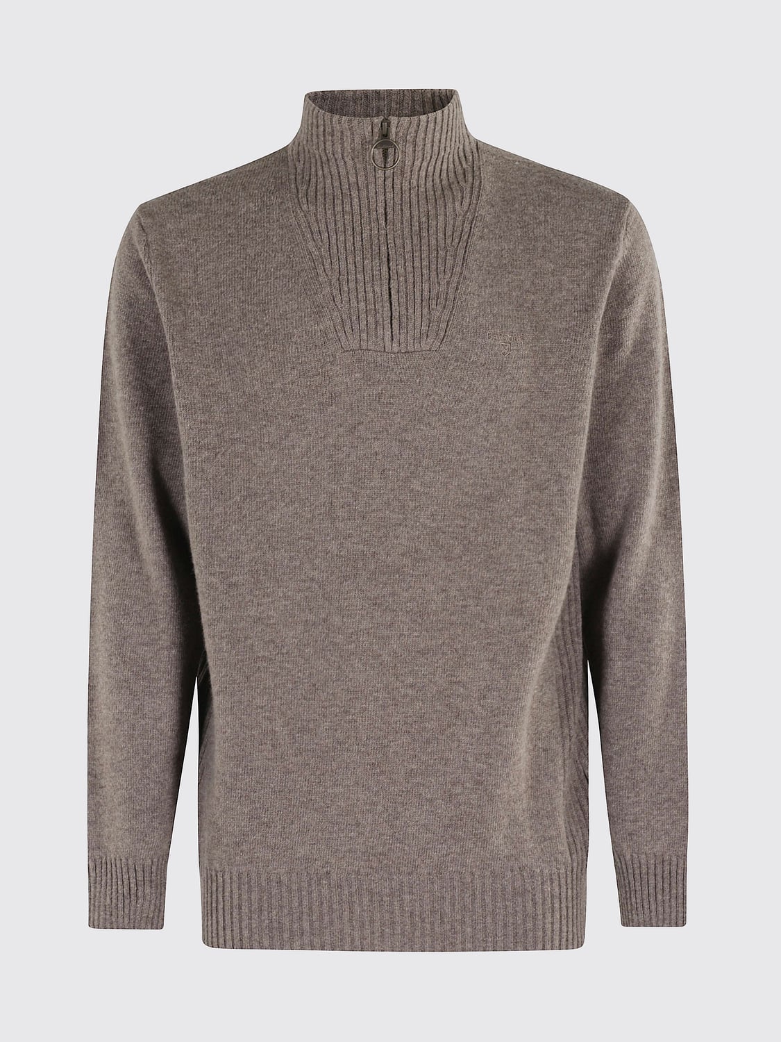 BARBOUR SWEATER: Barbour Pure Wool Half-Zip Mock Neck Jumper, Grey - Img 2