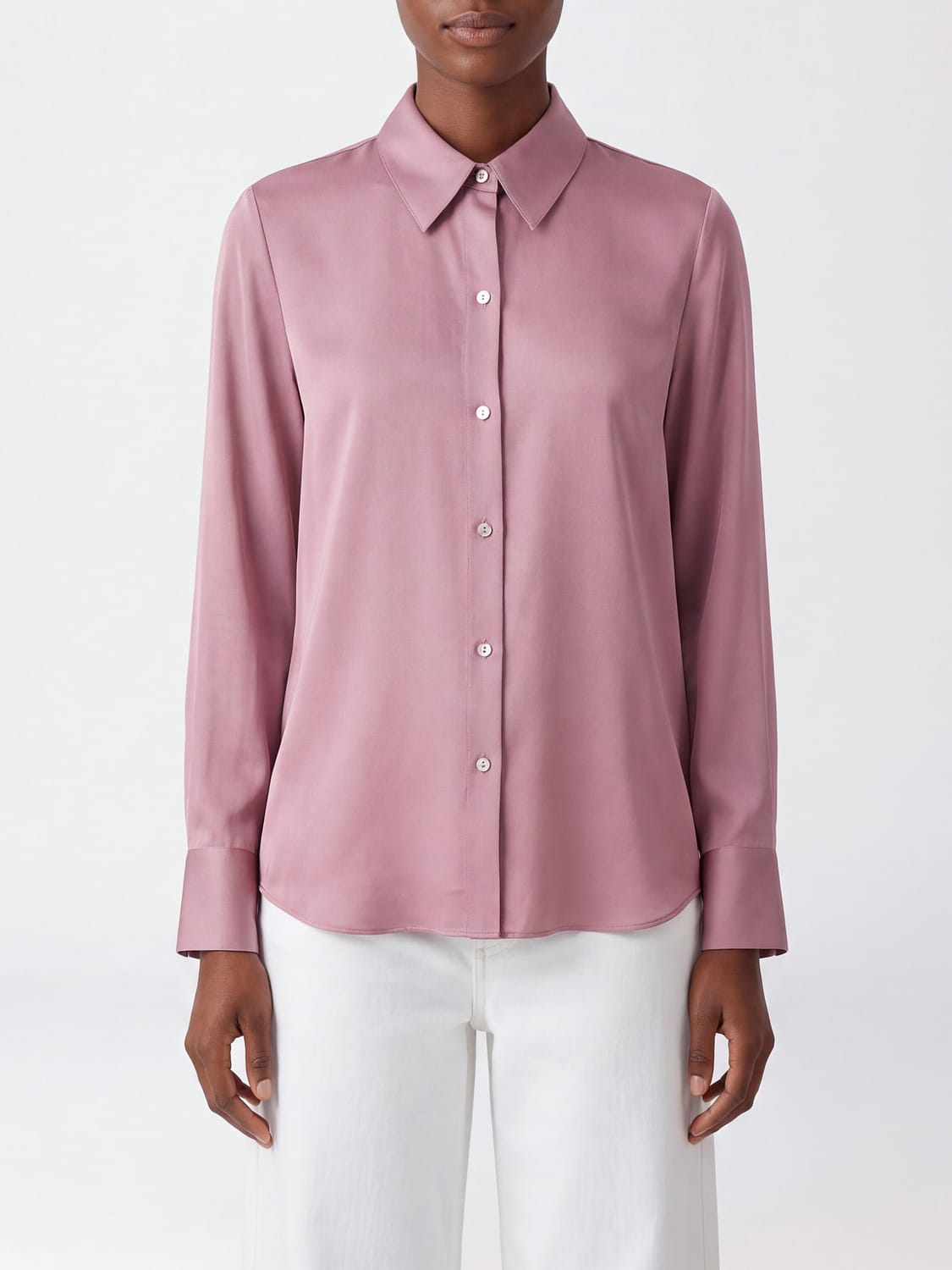 VINCE CAMISA: Camisa slim fit de cuadros Vince de mezcla de seda con cuello clásico, Rosa - Img 1