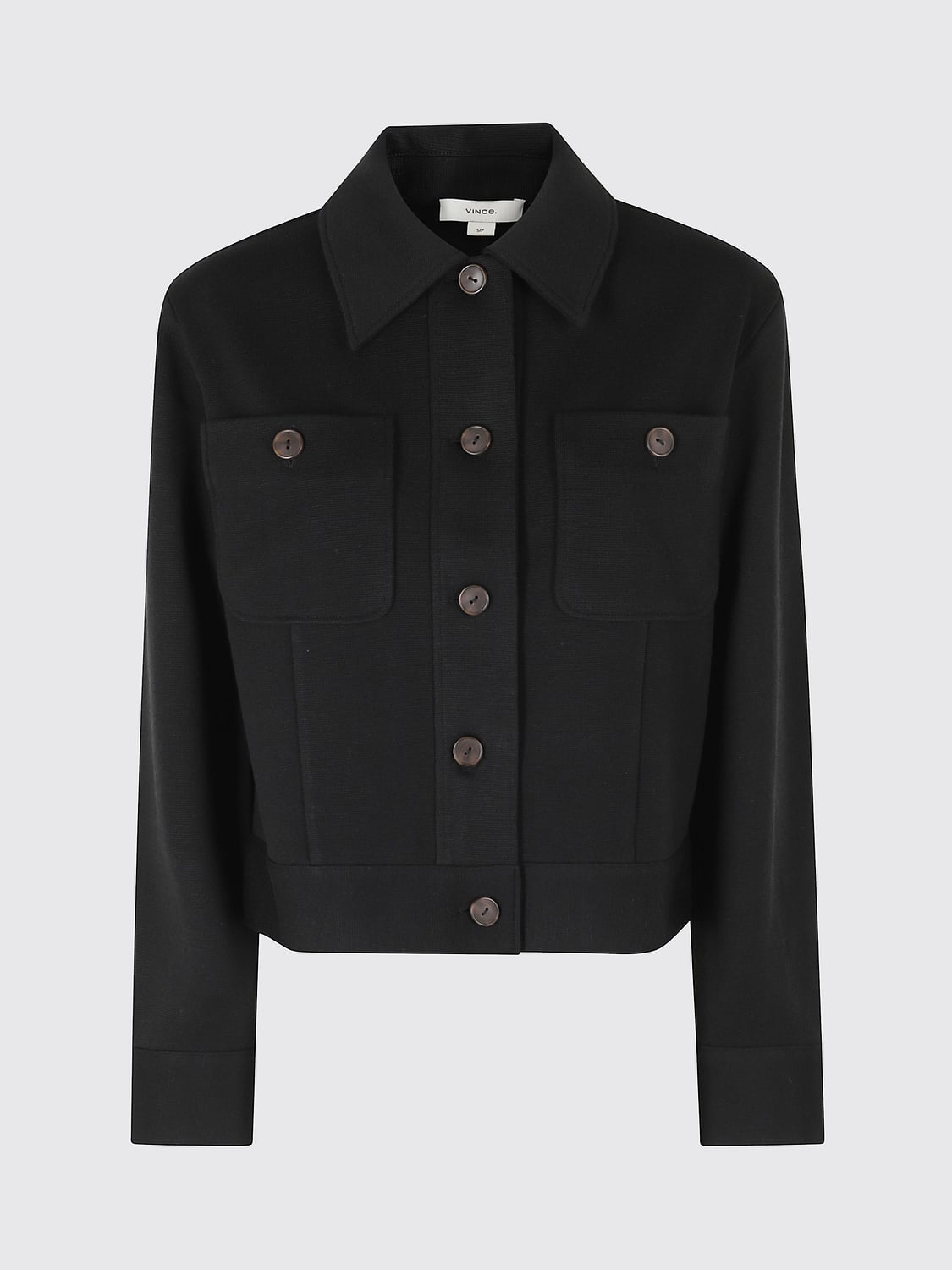 VINCE JACKET: Vince Single-Breasted Slim Fit Short Jacket in a Wool Blend, Black - Img 2