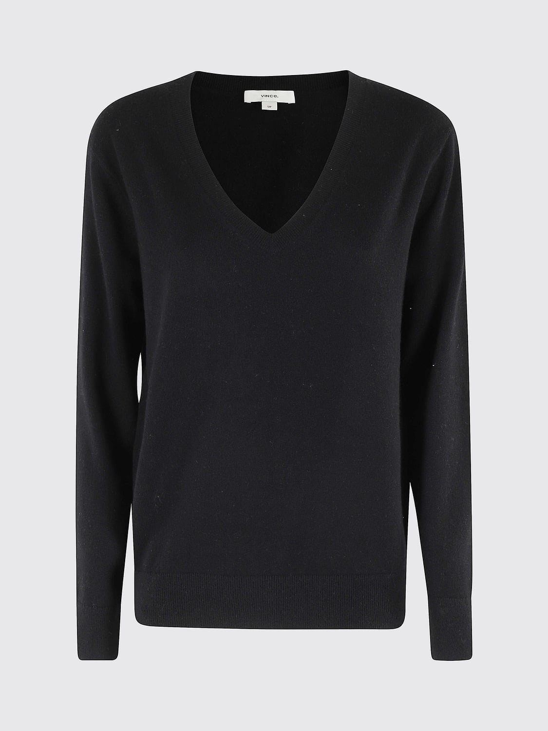 VINCE PULLOVER: V-Ausschnitt-Pullover von Vince aus reinem Kaschmir mit langen Ärmeln, Schwarz - Img 2