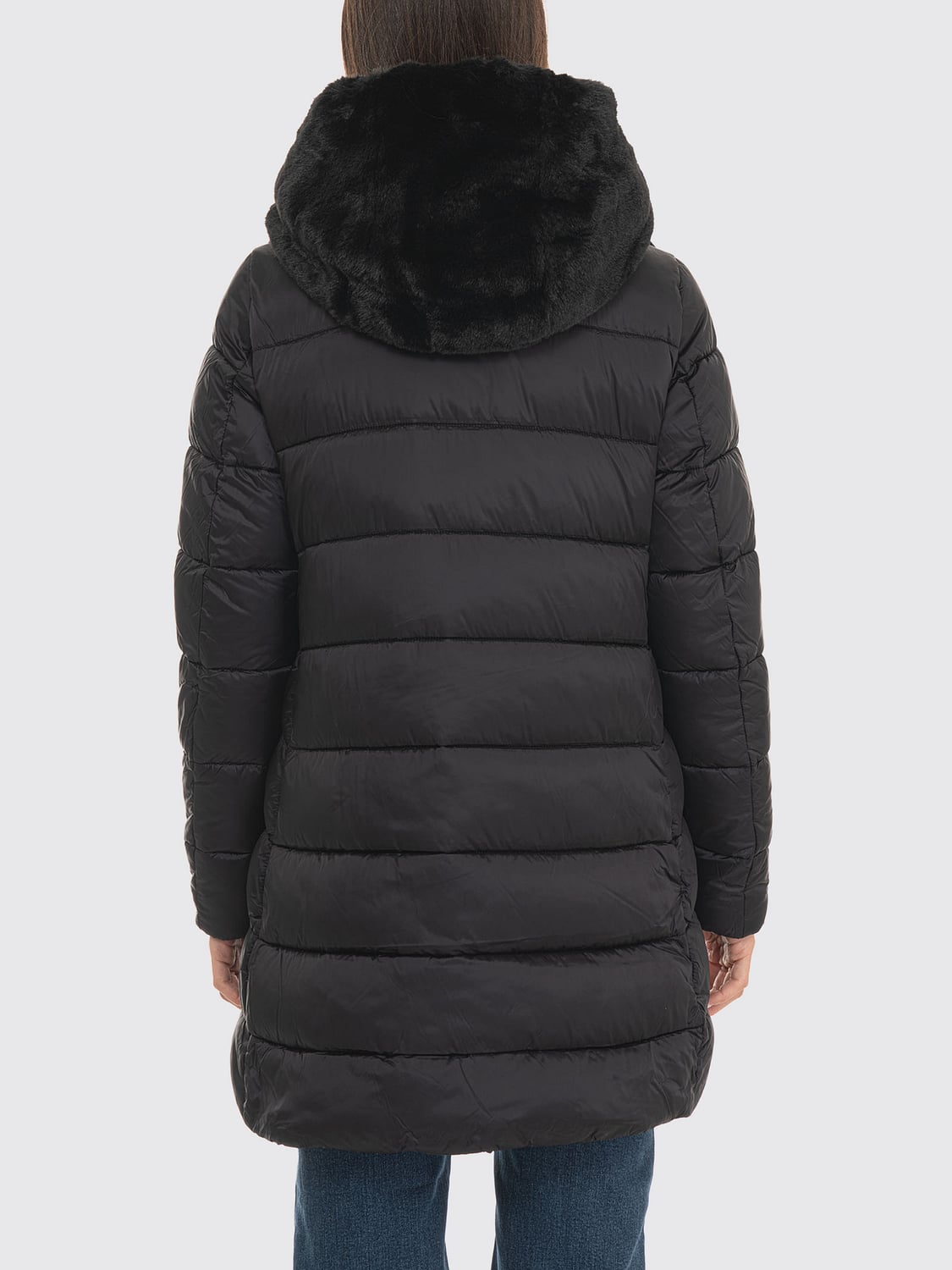 SAVE THE DUCK CHAQUETA: Plumífero Matilda Save The Duck hasta la rodilla con capucha, Negro - Img 2