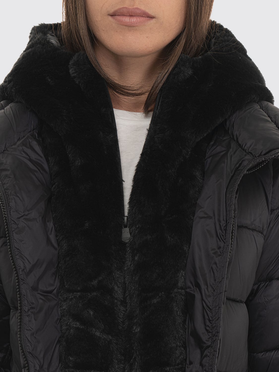 SAVE THE DUCK CHAQUETA: Plumífero Matilda Save The Duck hasta la rodilla con capucha, Negro - Img 4