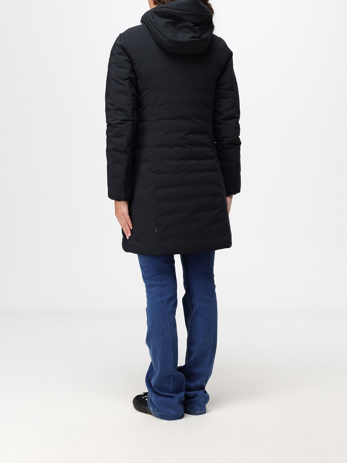 SAVE THE DUCK JACKET: Save The Duck Leyla Slim Knee-Length Puffer Jacket with Hood, Black - Img 2