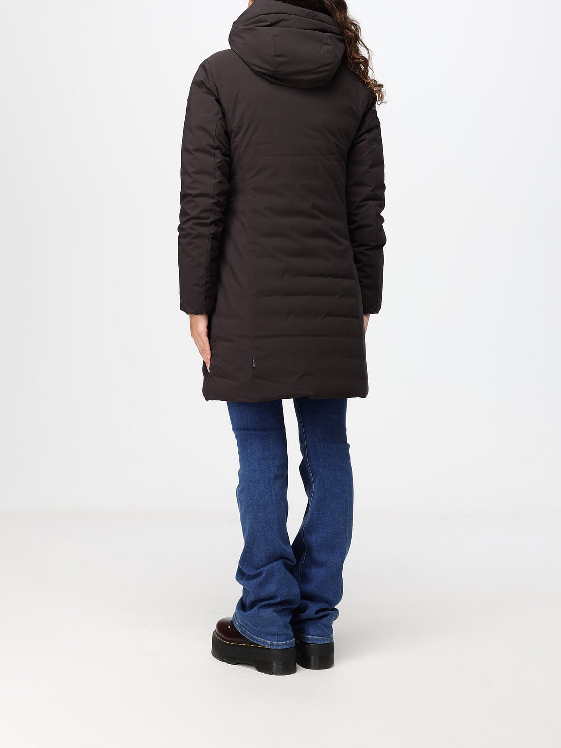 SAVE THE DUCK JACKET: Save The Duck Leyla Slim Knee-Length Puffer Jacket with Hood, Brown - Img 2