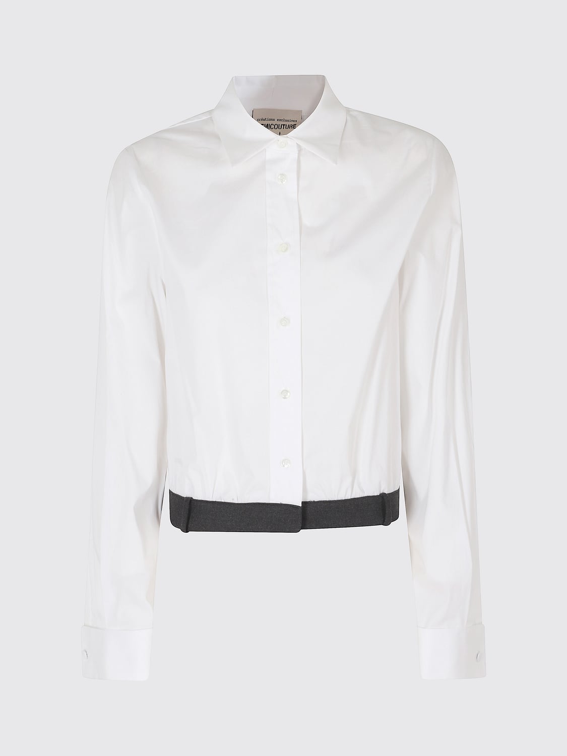 SEMICOUTURE CAMISA: Camisa Semicouture de algodón elástico con trabillas en la cintura, Blanco - Img 2