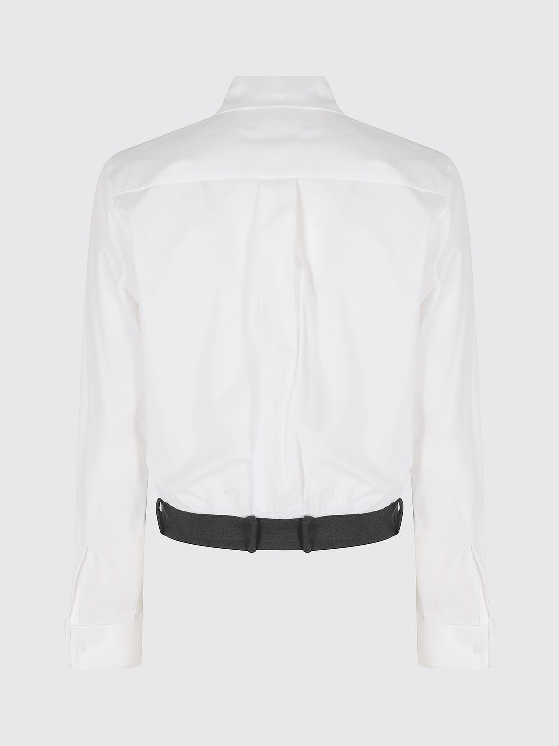 SEMICOUTURE CAMISA: Camisa Semicouture de algodón elástico con trabillas en la cintura, Blanco - Img 3