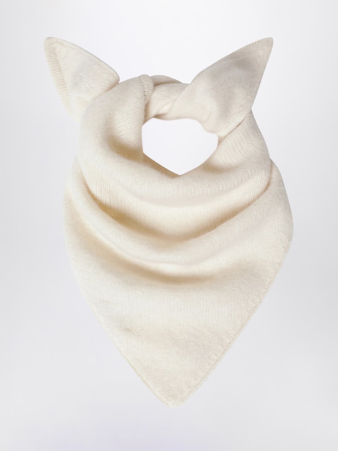 ALMADA LABEL SCARF: Almada Label Bini Triangular Pure Cashmere Scarf with Flared Hem, Cream - Img 1