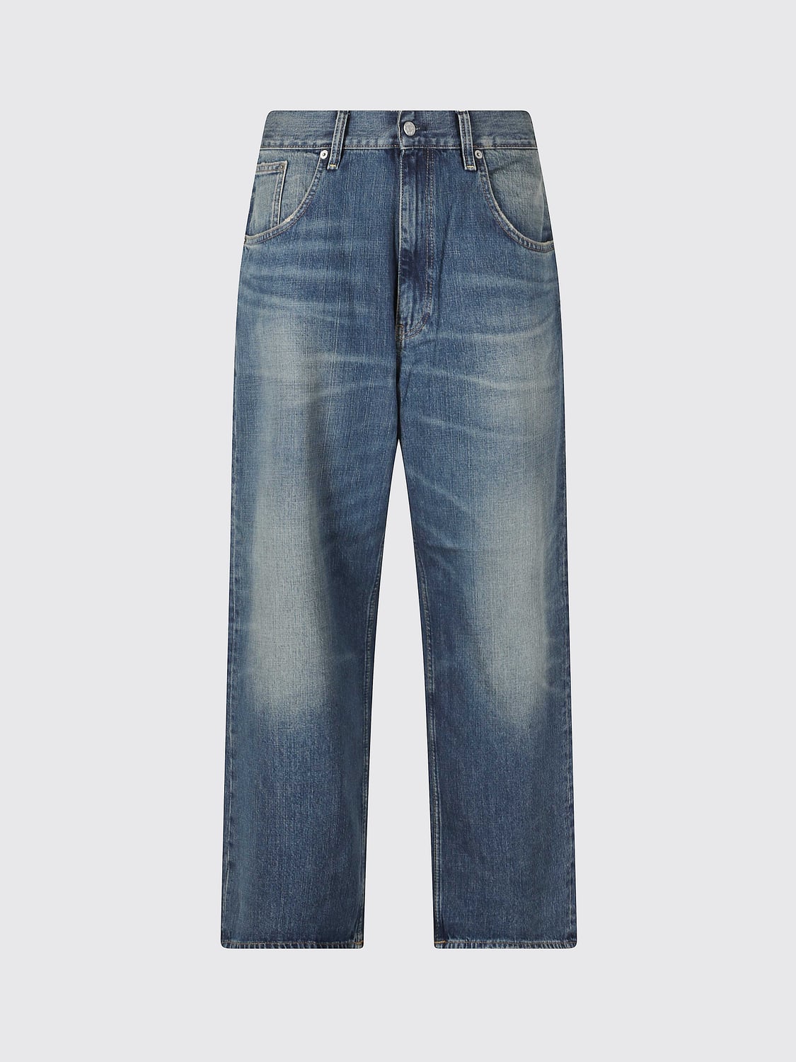 SUNFLOWER JEANS: Sunflower Mid-Rise Straight Jeans in Cotton Denim with Five Pockets, Blue - Img 2