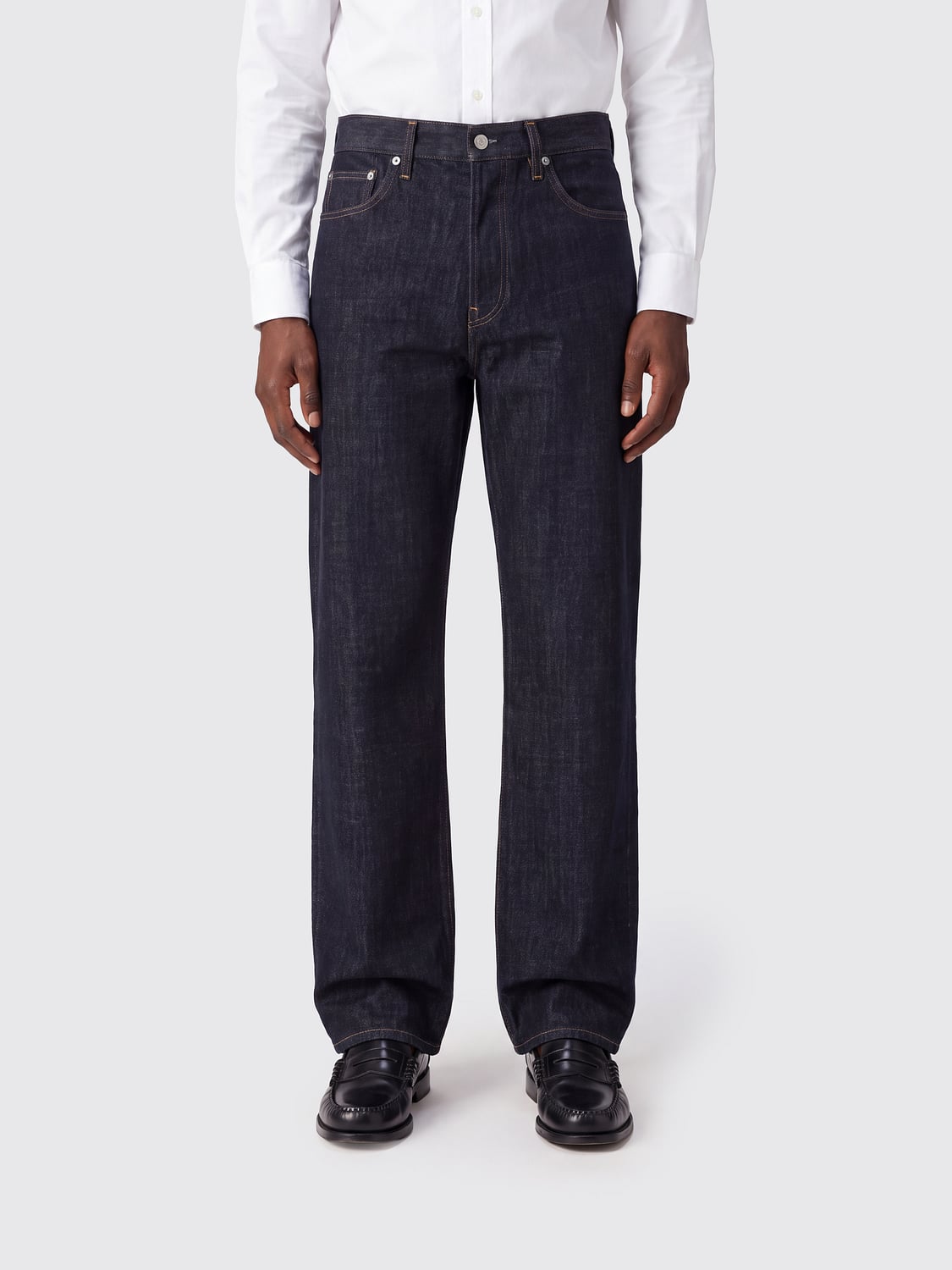 SUNFLOWER JEANS: Sunflower Mid-Rise Straight Jeans in Cotton Denim with Five Pockets, Blue - Img 1