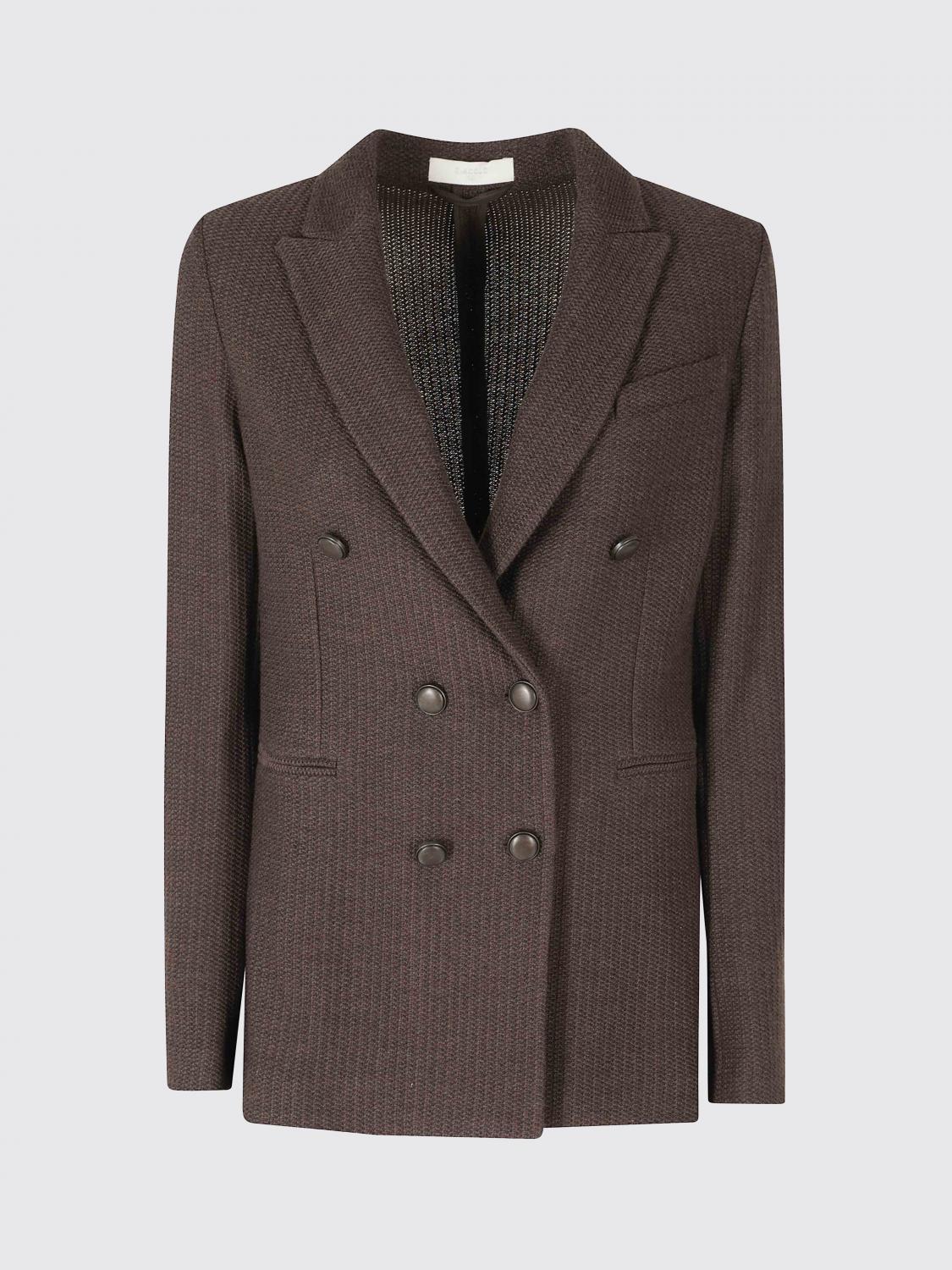CIRCOLO 1901 JACKET: Double-Breasted Wool Blend Blazer Circolo 1901 with Metal Buttons, Brown - Img 2
