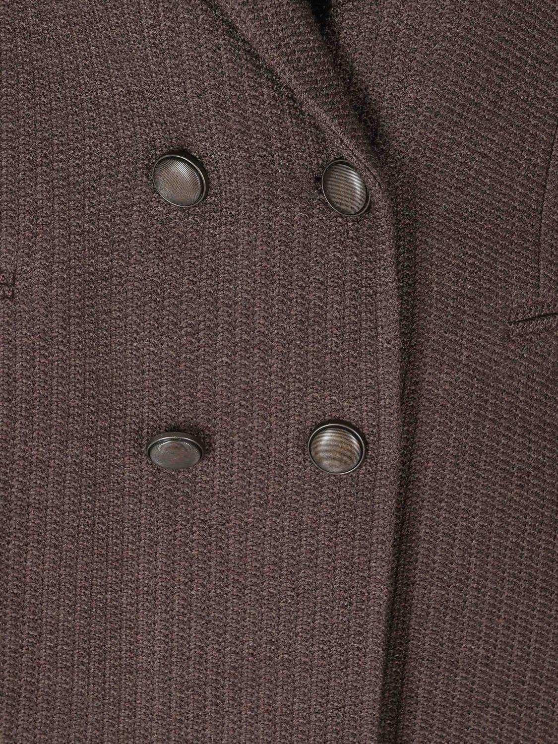 CIRCOLO 1901 JACKET: Double-Breasted Wool Blend Blazer Circolo 1901 with Metal Buttons, Brown - Img 4