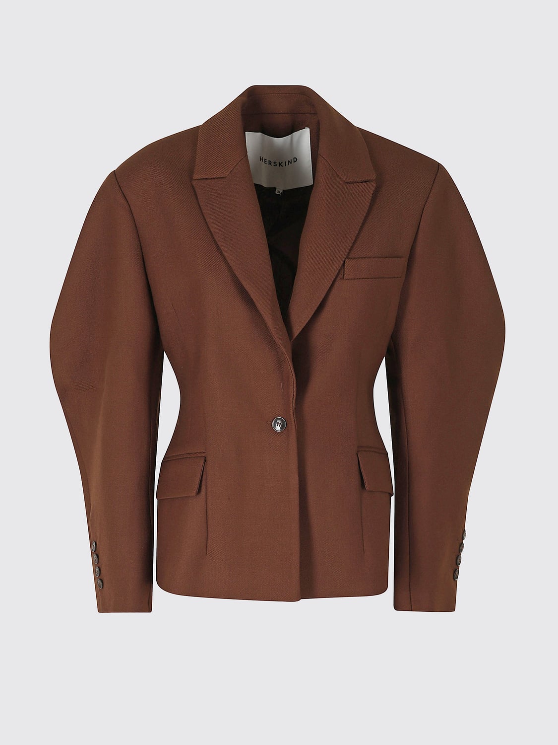 HERSKIND JACKET: Slim Fit Single-Breasted Blazer Herskind in Recycled Virgin Wool, Brown - Img 2