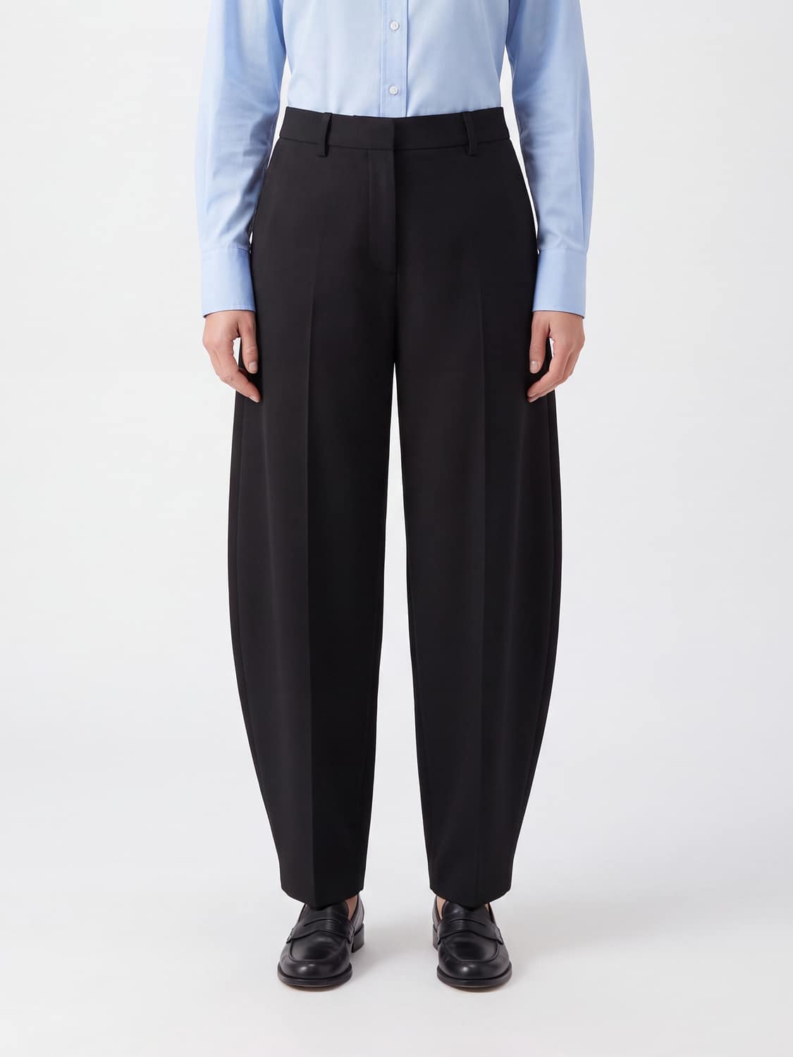 HERSKIND PANTS: Herskind Baggy Wide-Leg Tailored Trousers in Canvas Crêpe, Black - Img 1