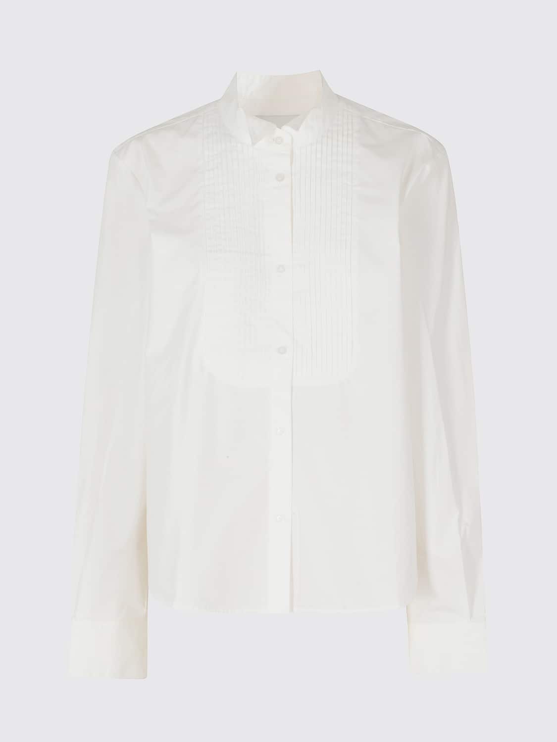 HERSKIND SHIRT: Herskind Cotton Poplin Shirt with Embroidered Plastron and Wing Collar, White - Img 2