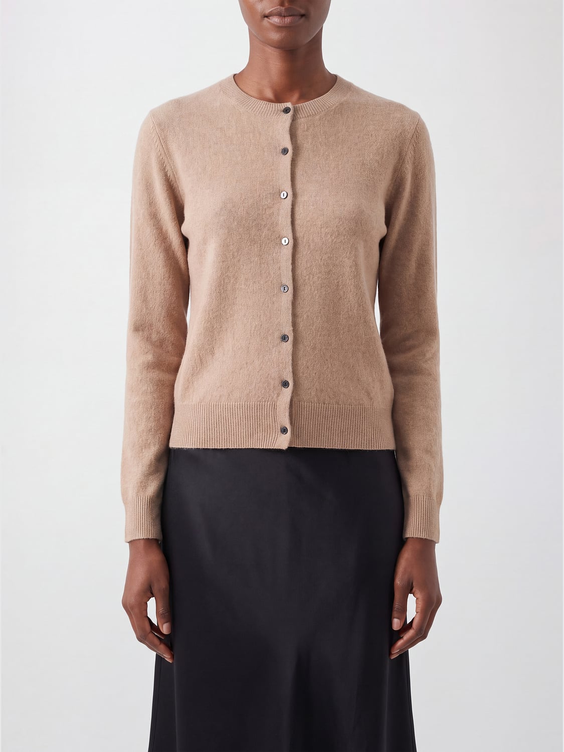 HERSKIND SWEATER: Herskind Crewneck Cardigan in Wool and Cashmere with Button Closure, Brown - Img 1