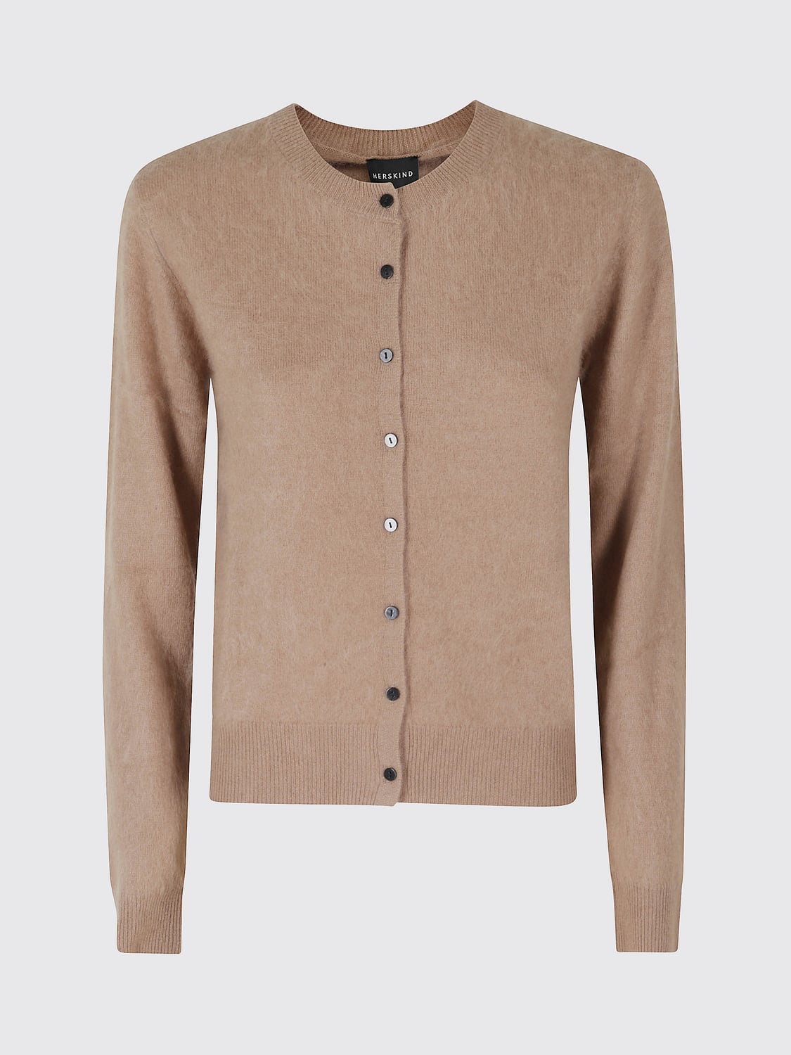 HERSKIND SWEATER: Herskind Crewneck Cardigan in Wool and Cashmere with Button Closure, Brown - Img 2