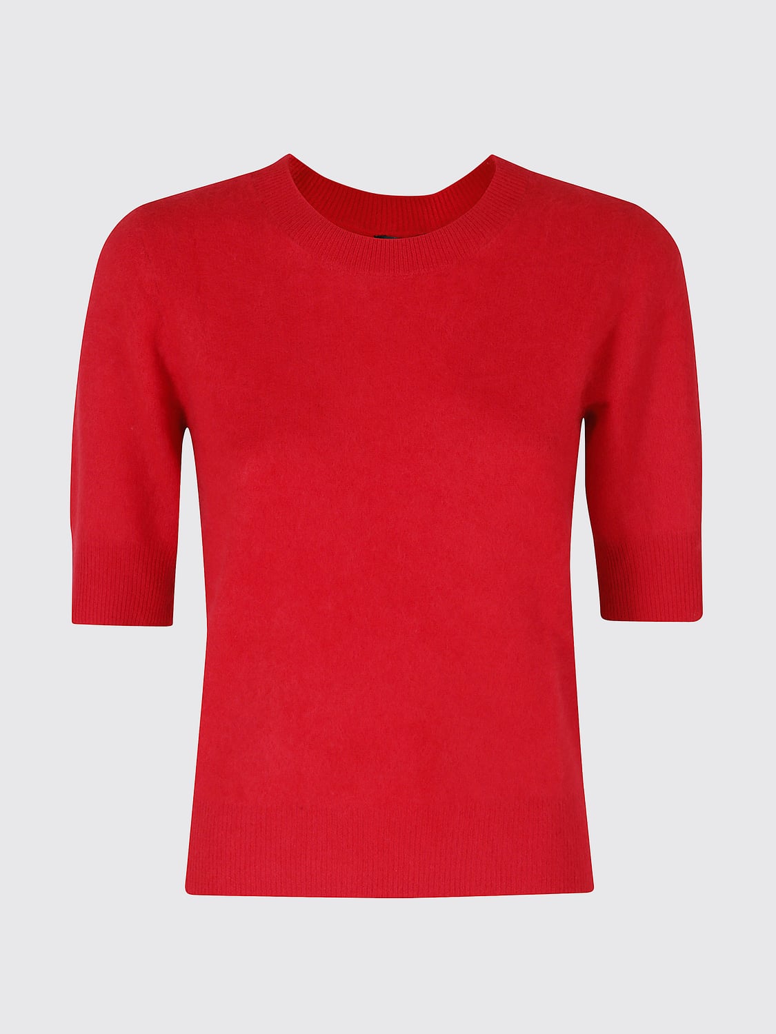 HERSKIND SWEATER: Herskind Slim Fit Short-Sleeved Jumper in Wool and Cashmere, Red - Img 2