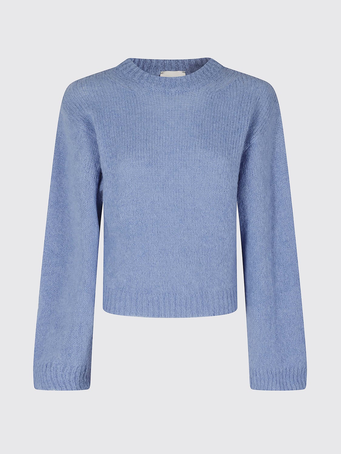 ALYSI SWEATER: Alysi Mohair Crewneck Jumper with Long Sleeves and Dropped Shoulders, Blue - Img 2