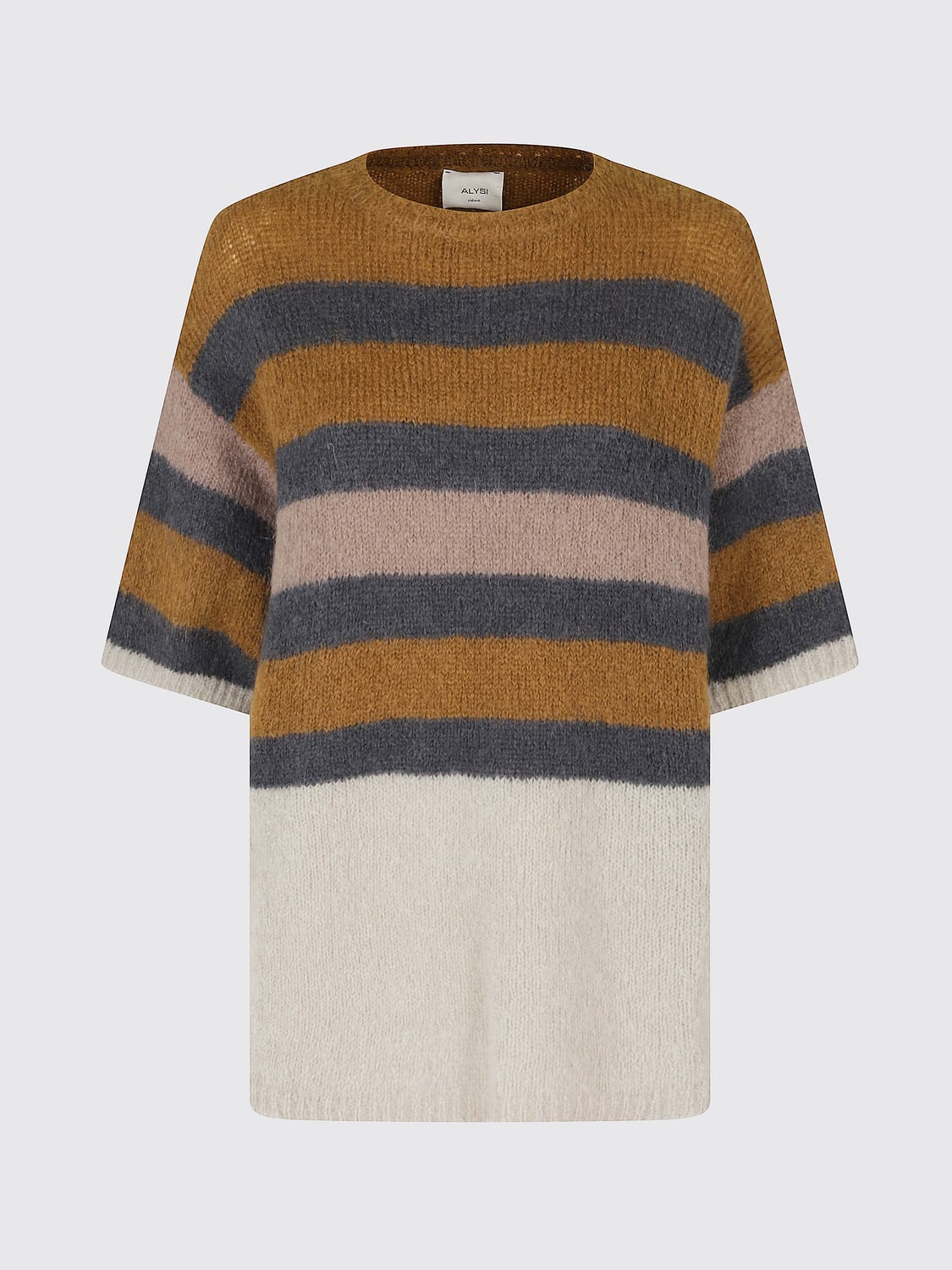 ALYSI PULL: Pull à col rond et rayures Alysi en mohair à manches courtes, Multicolore - Img 2